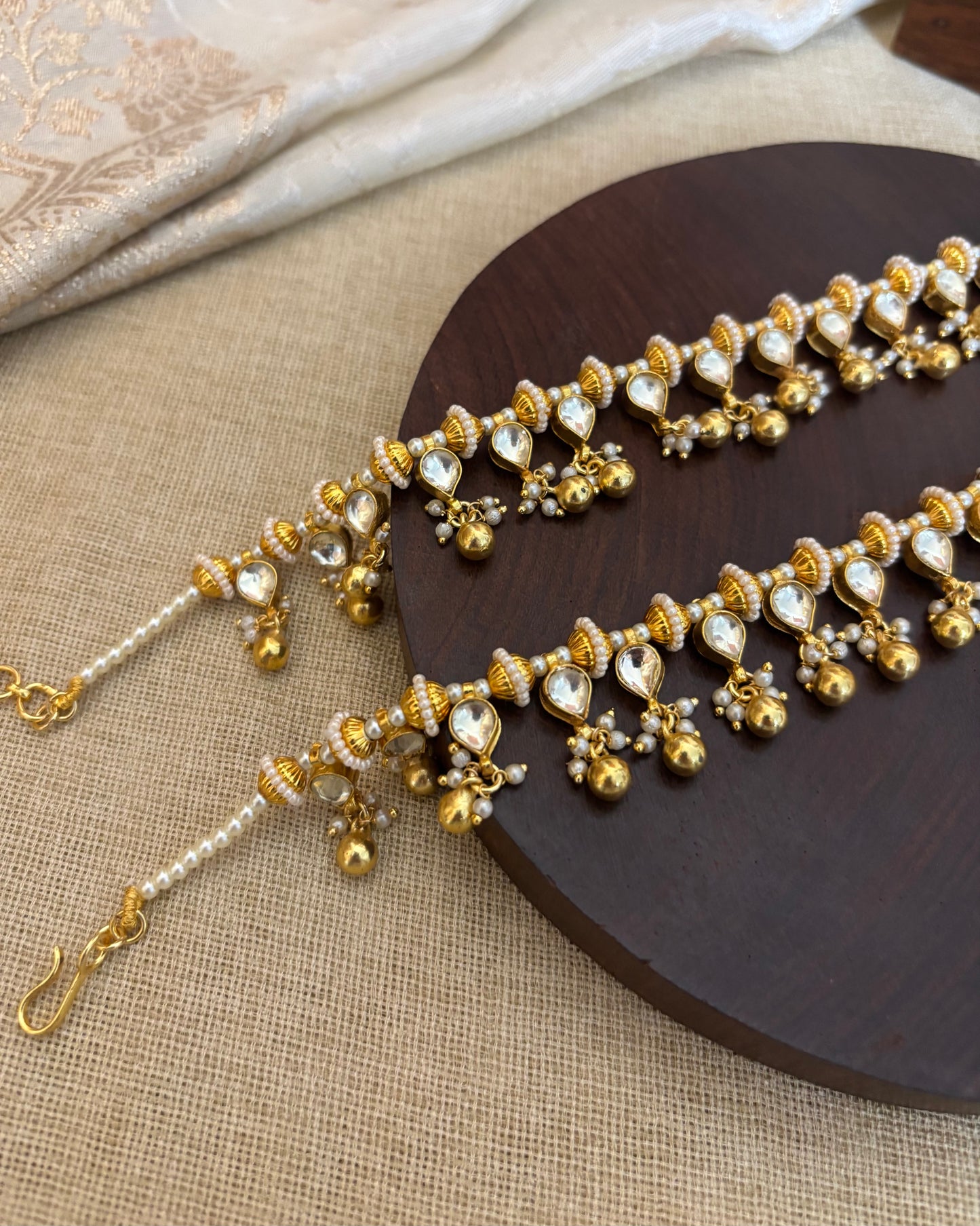 Handcrafted Pachi Kundan Anklets | AN001