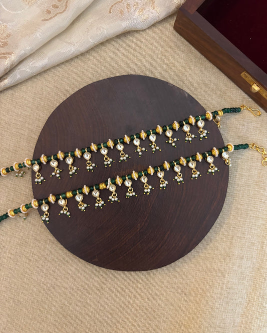 Handcrafted Pachi Kundan Anklets | AN005
