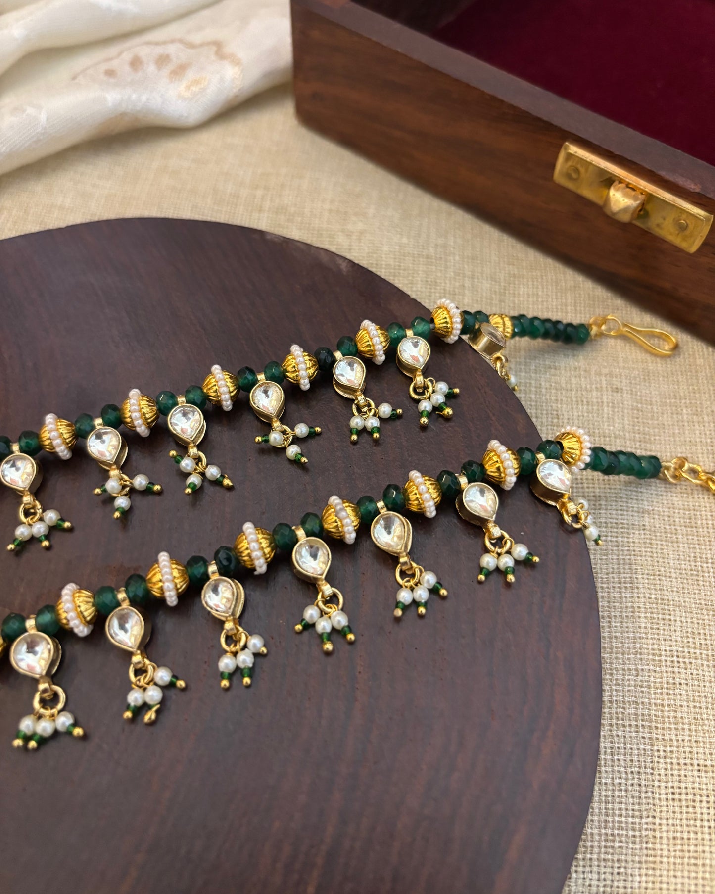 Handcrafted Pachi Kundan Anklets | AN005