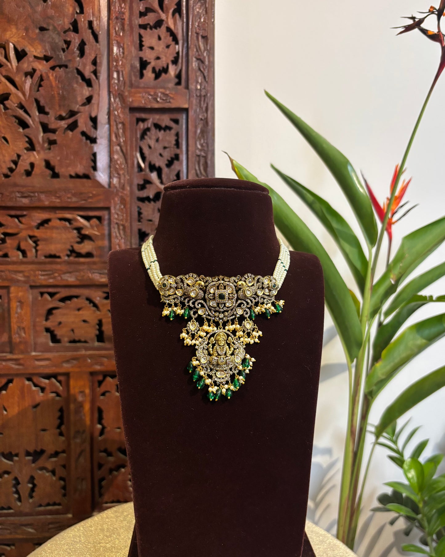 Victorian Lakshmi Peacock Necklace with Earrings | NC213