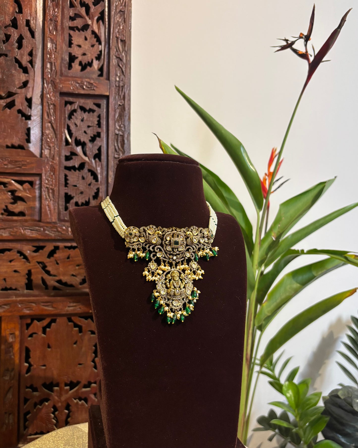 Victorian Lakshmi Peacock Necklace with Earrings | NC213