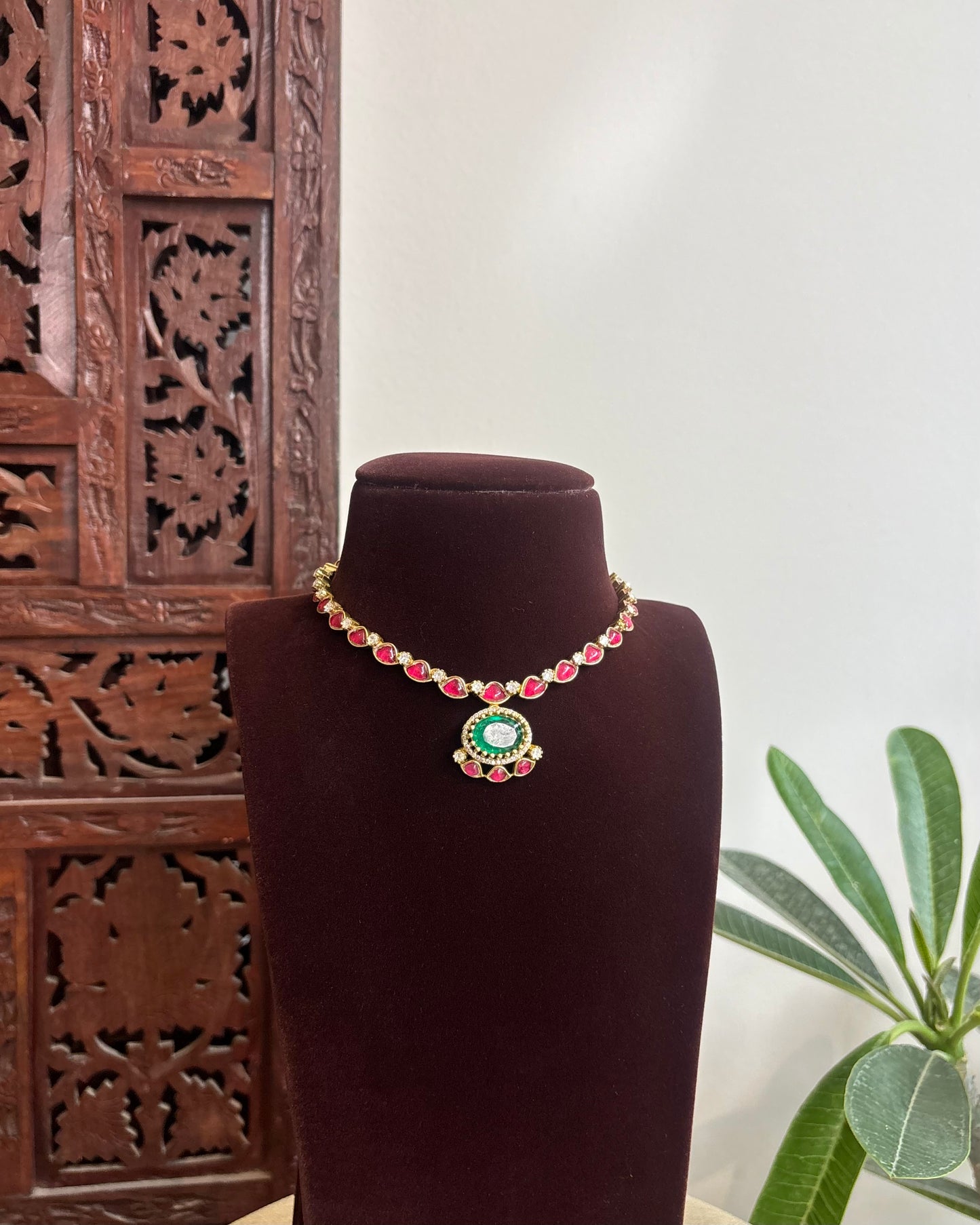 Mossanite Kundan Necklace – Contemporary Design | NC465