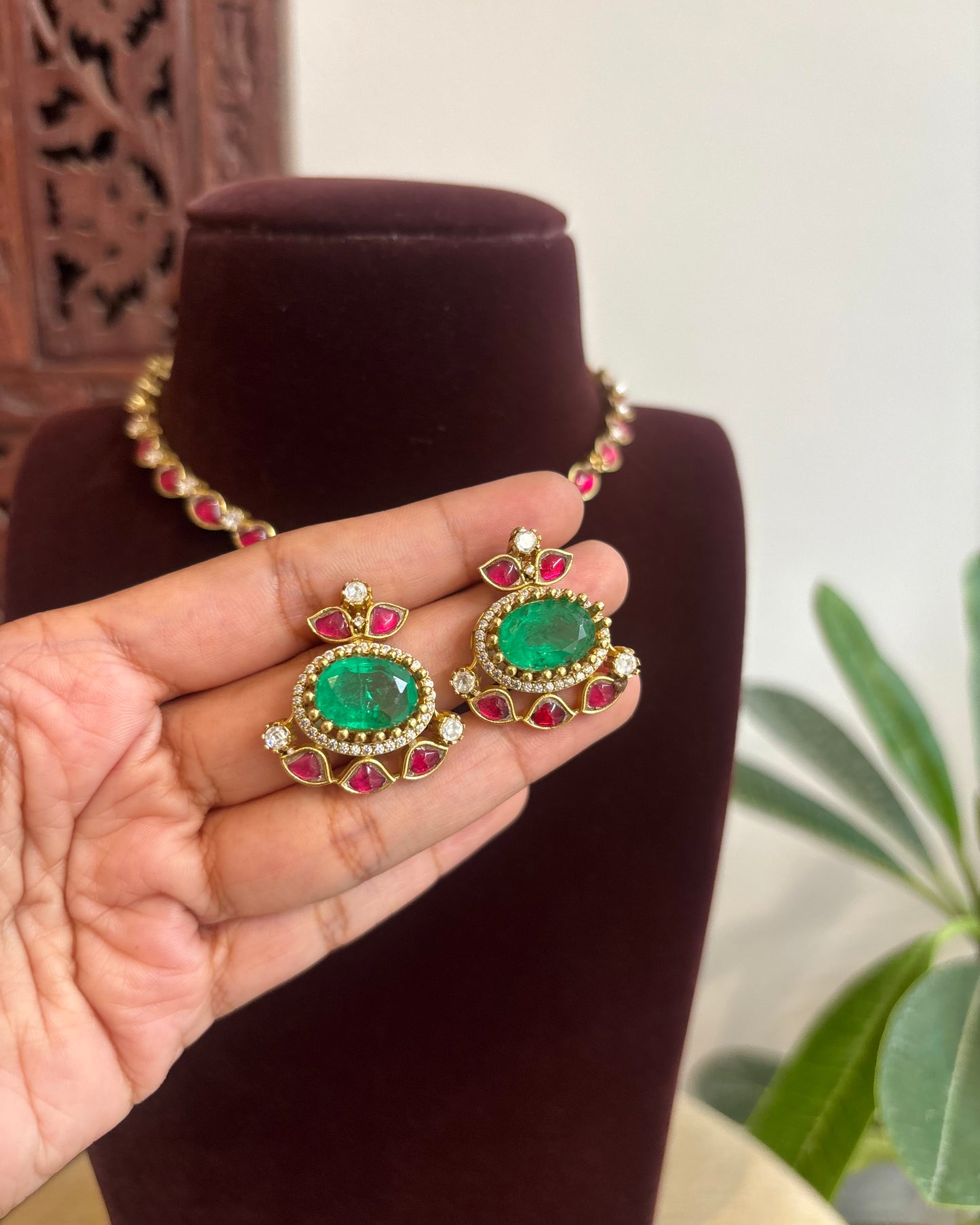 Mossanite Kundan Necklace – Contemporary Design | NC465