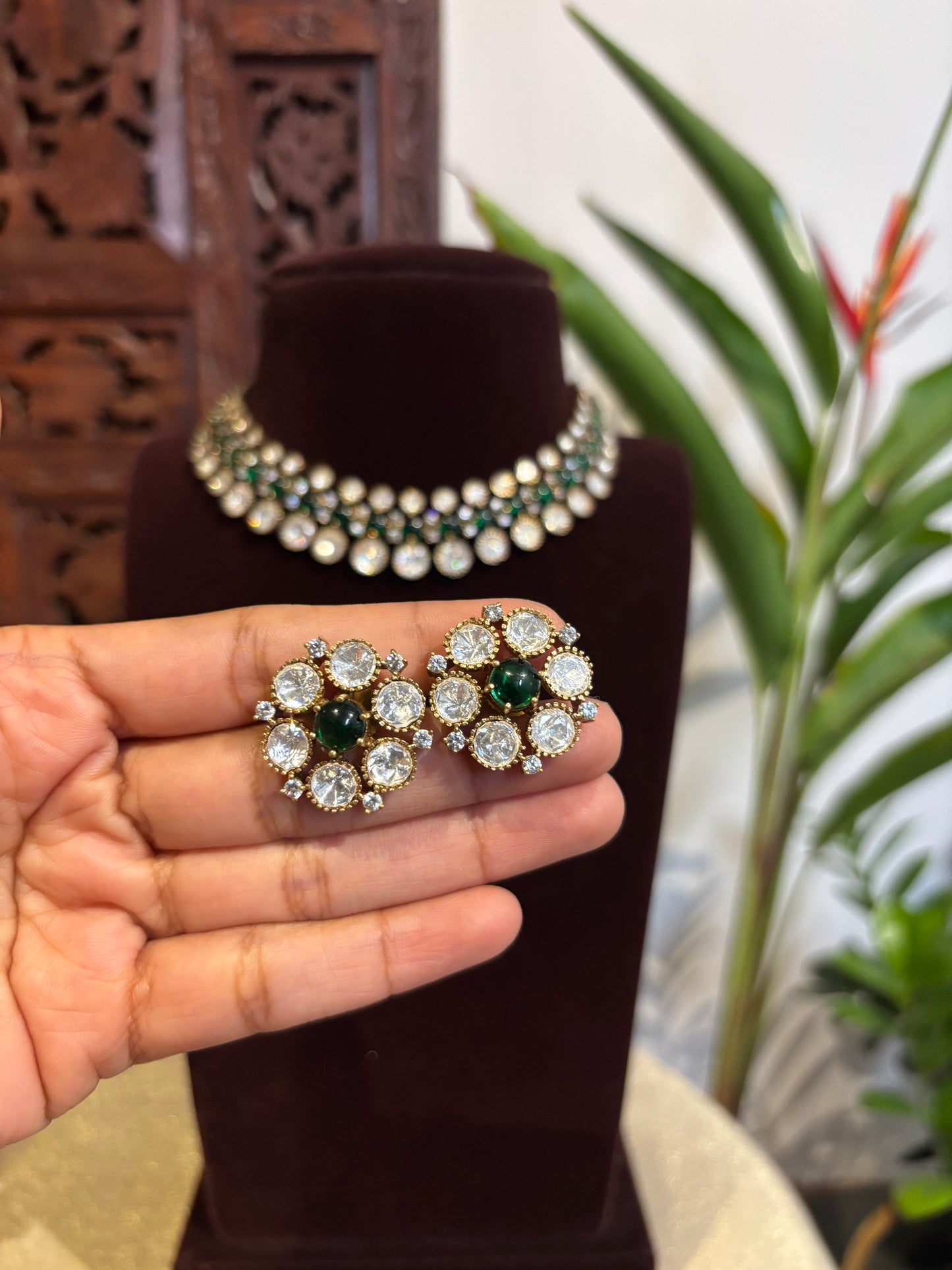 Radiant Victorian Polki Necklace Set | NC212