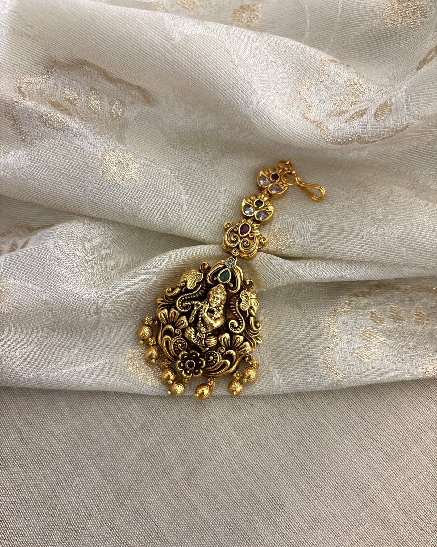 Antique Lakshmi Motif Maang Tikka | Multi Colour | MT313