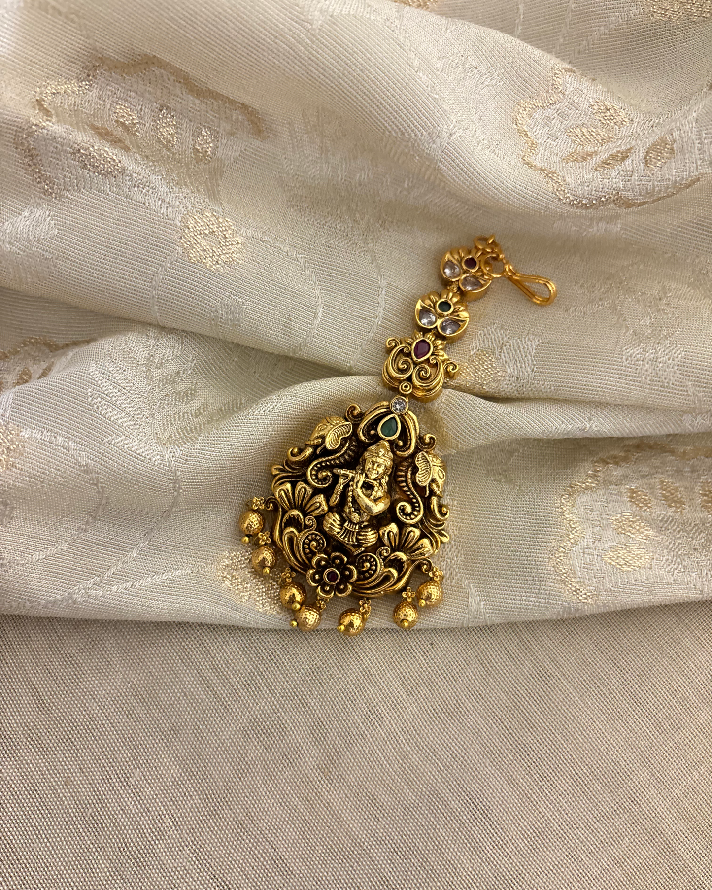Antique Lakshmi Motif Maang Tikka | Multi Colour | MT313