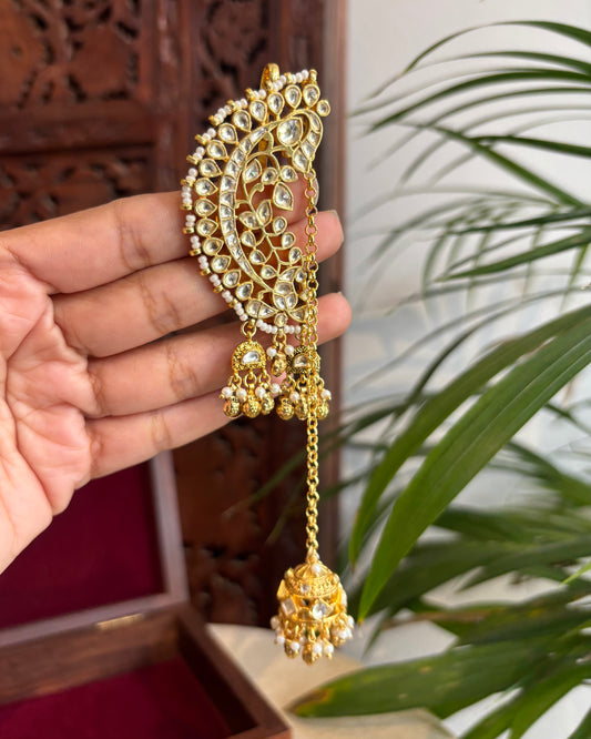 Statement White Jadau Kundan Ear Cuff Earrings | ER233