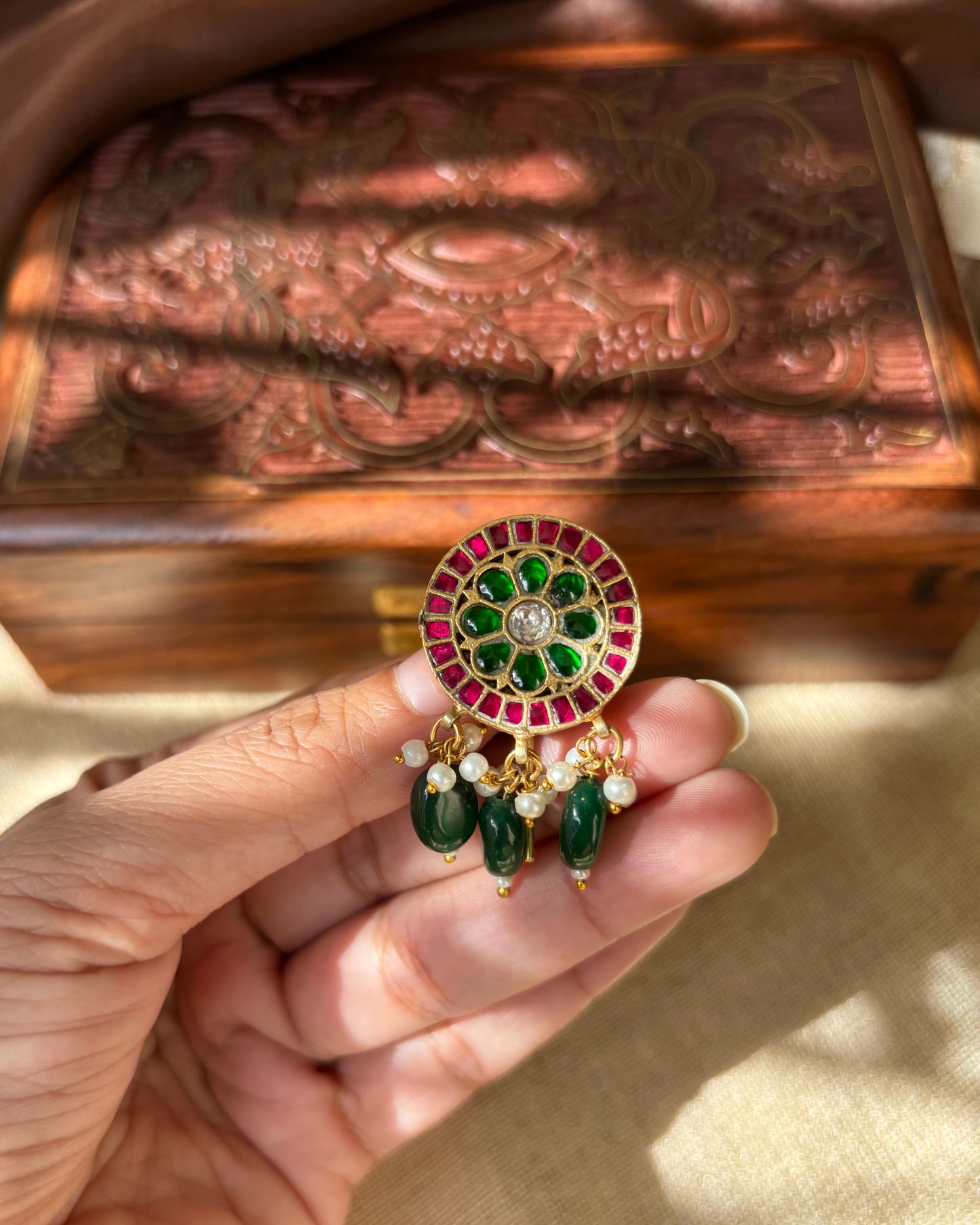 Handcrafted Floral Hair Pin – Jadau Kundan | HA050