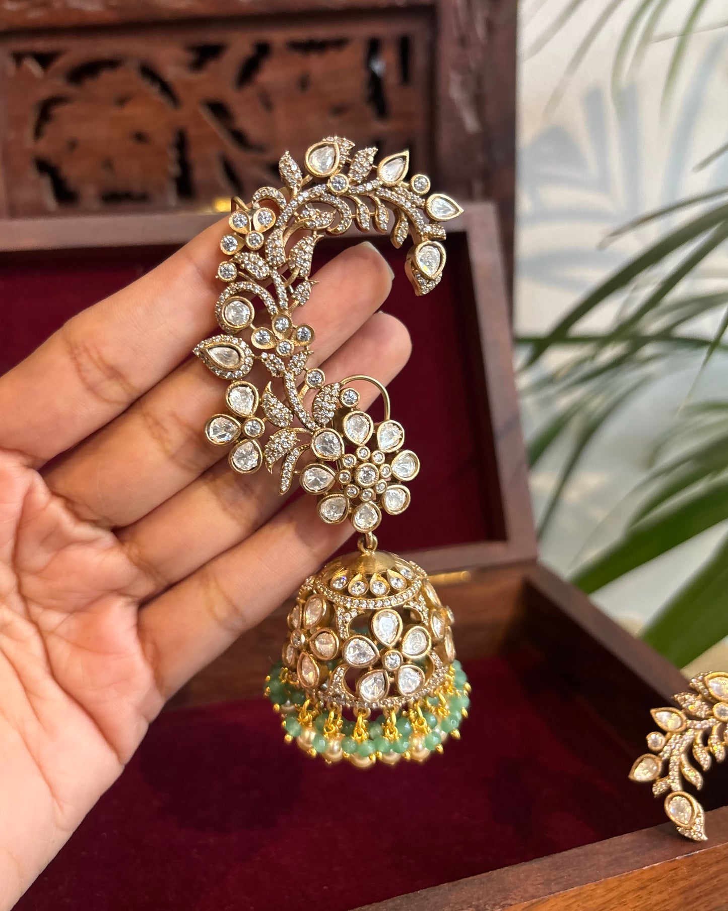 Statement White Victorian Ear Cuff Earrings | ER317