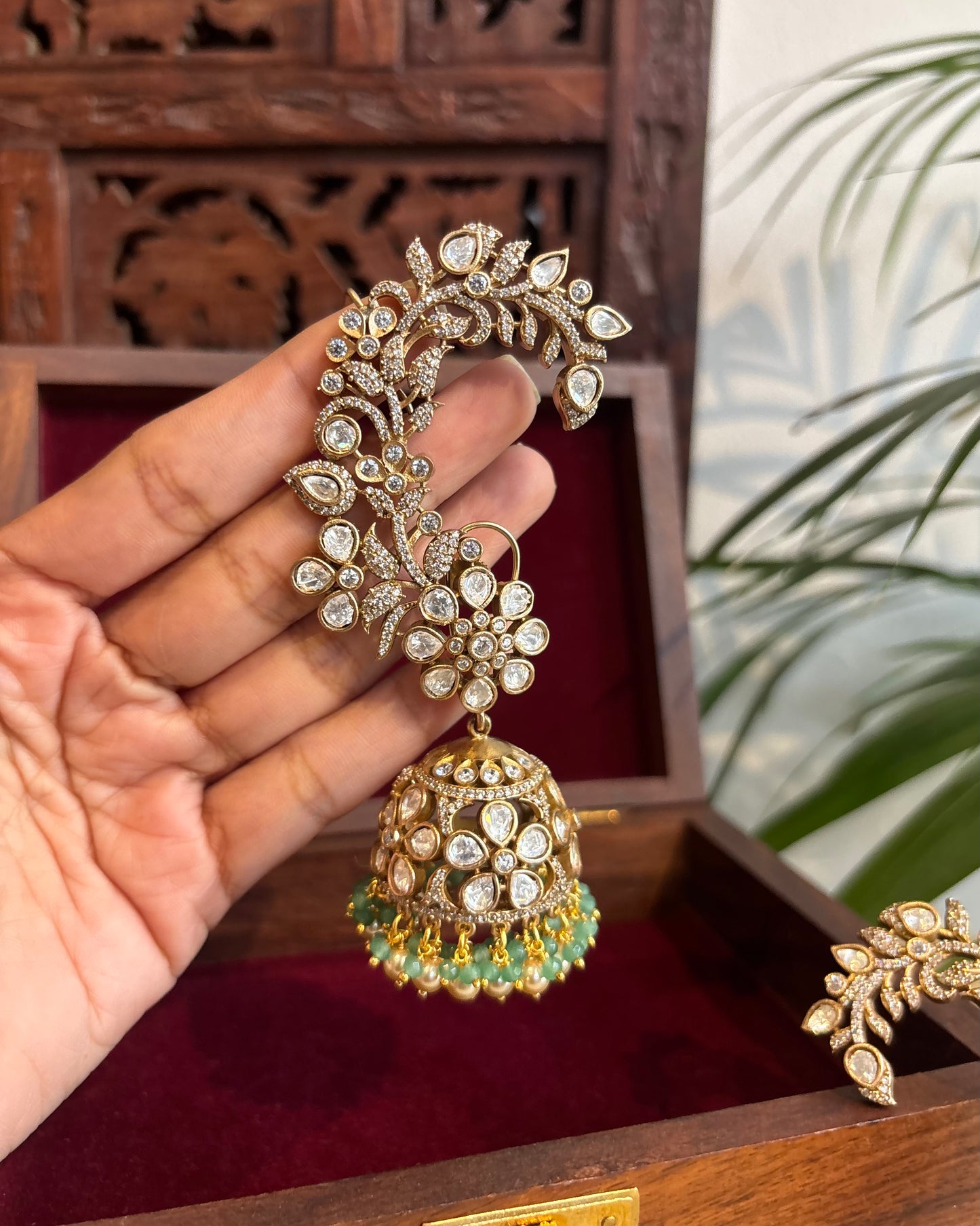 Statement White Victorian Ear Cuff Earrings | ER317