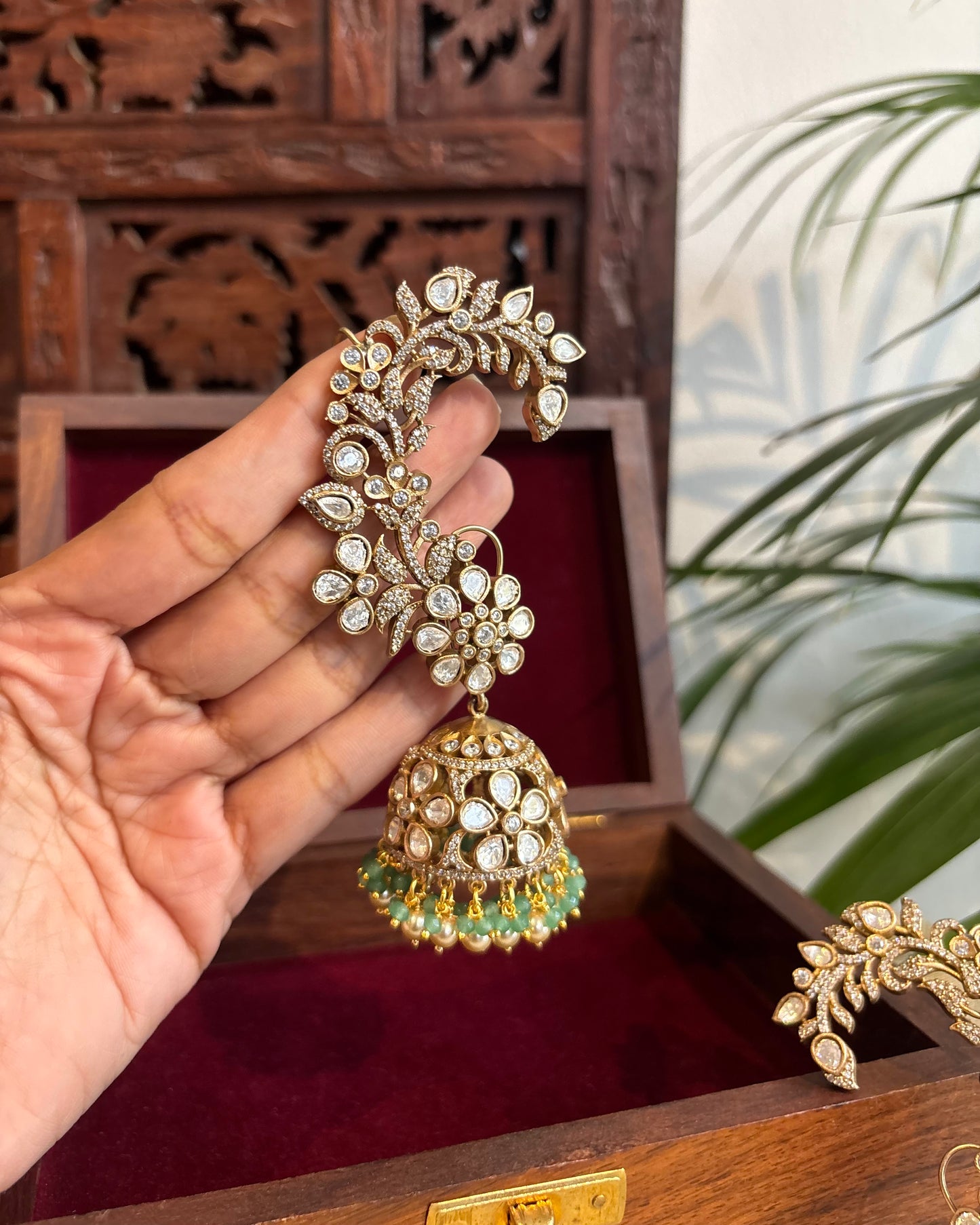 Statement White Victorian Ear Cuff Earrings | ER317