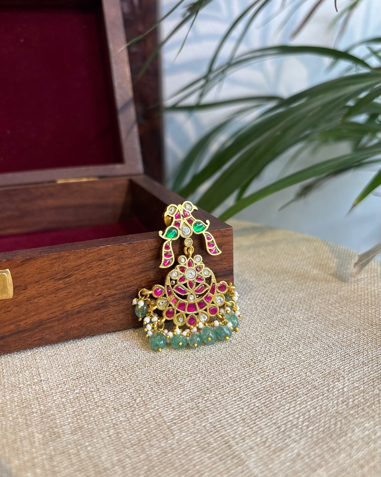 Handcrafted Peacock Jadau Kundan Earrings  | ER254