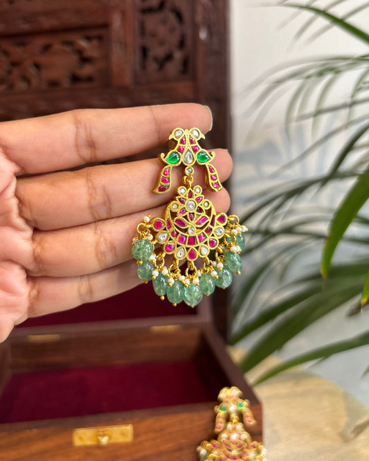 Handcrafted Peacock Jadau Kundan Earrings  | ER254