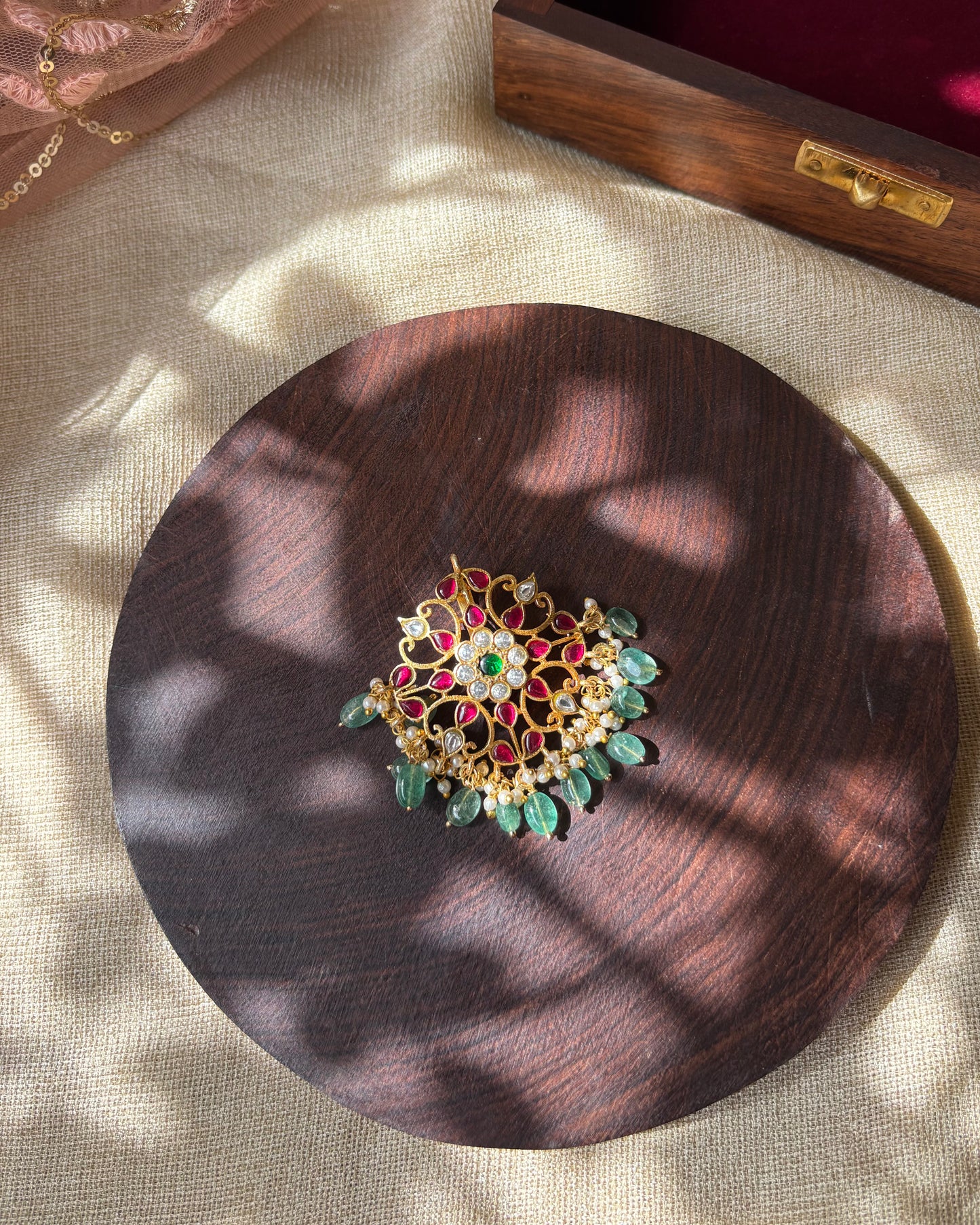 Multicolor Handcrafted Jadau Kundan Floral Hair Pin | HA065
