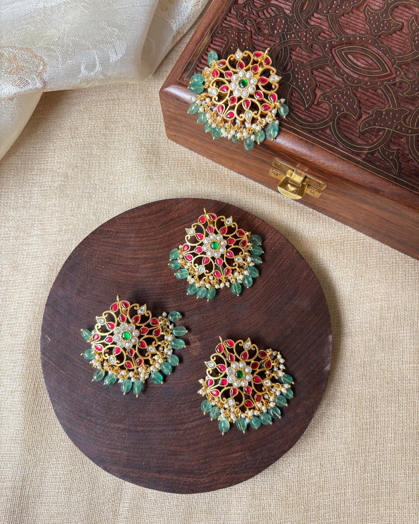 Multicolor Handcrafted Jadau Kundan Floral Hair Pin | HA065