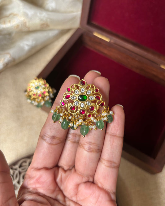 Multicolor Handcrafted Jadau Kundan Floral Hair Pin | HA066