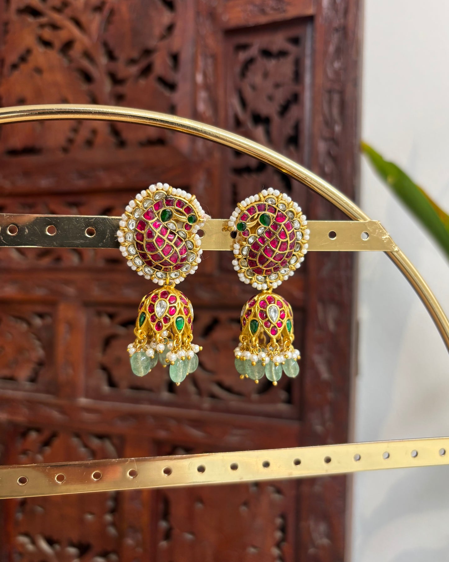 Jadau Kundan Mango Motif Jhumkas | ER175