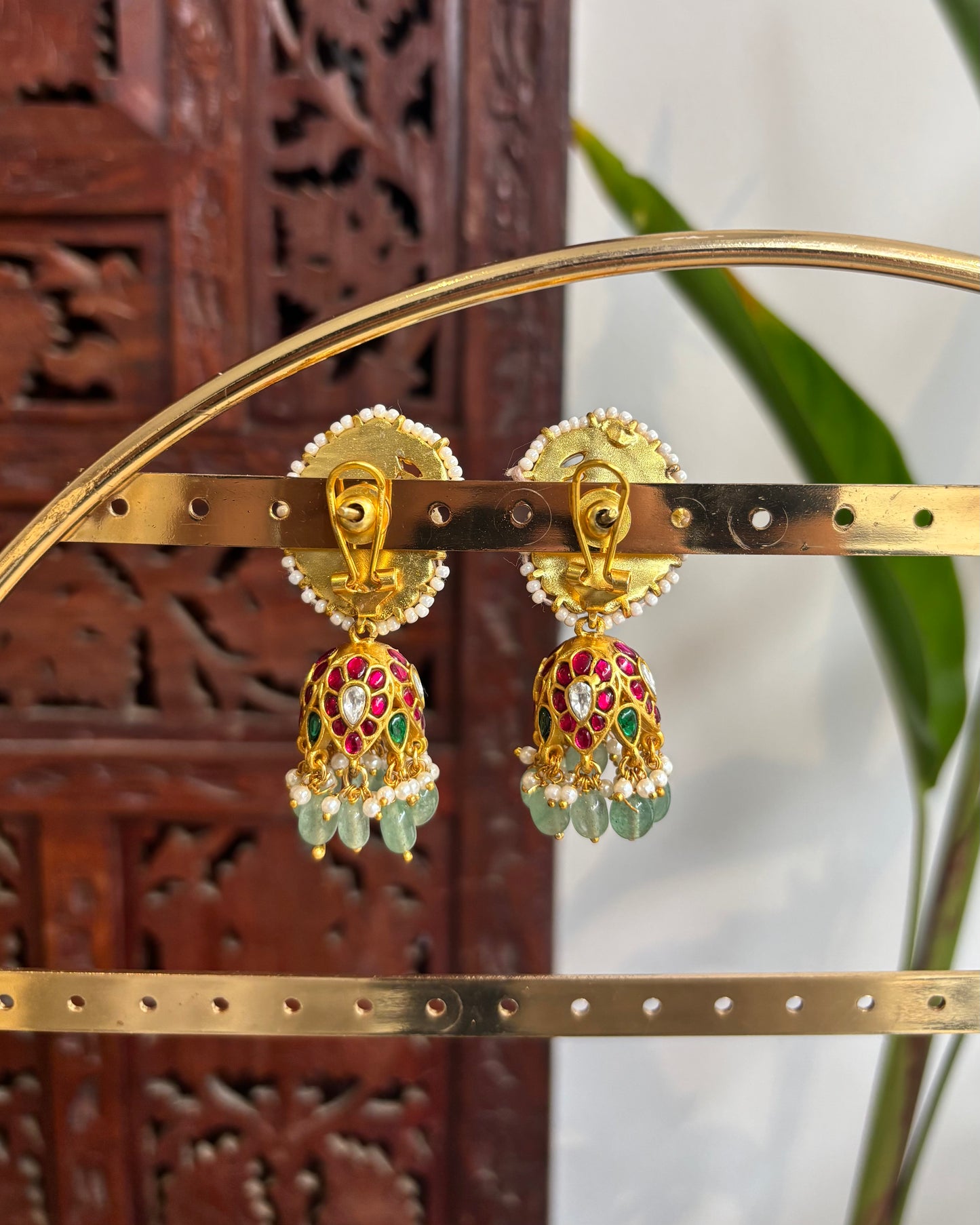 Jadau Kundan Mango Motif Jhumkas | ER175