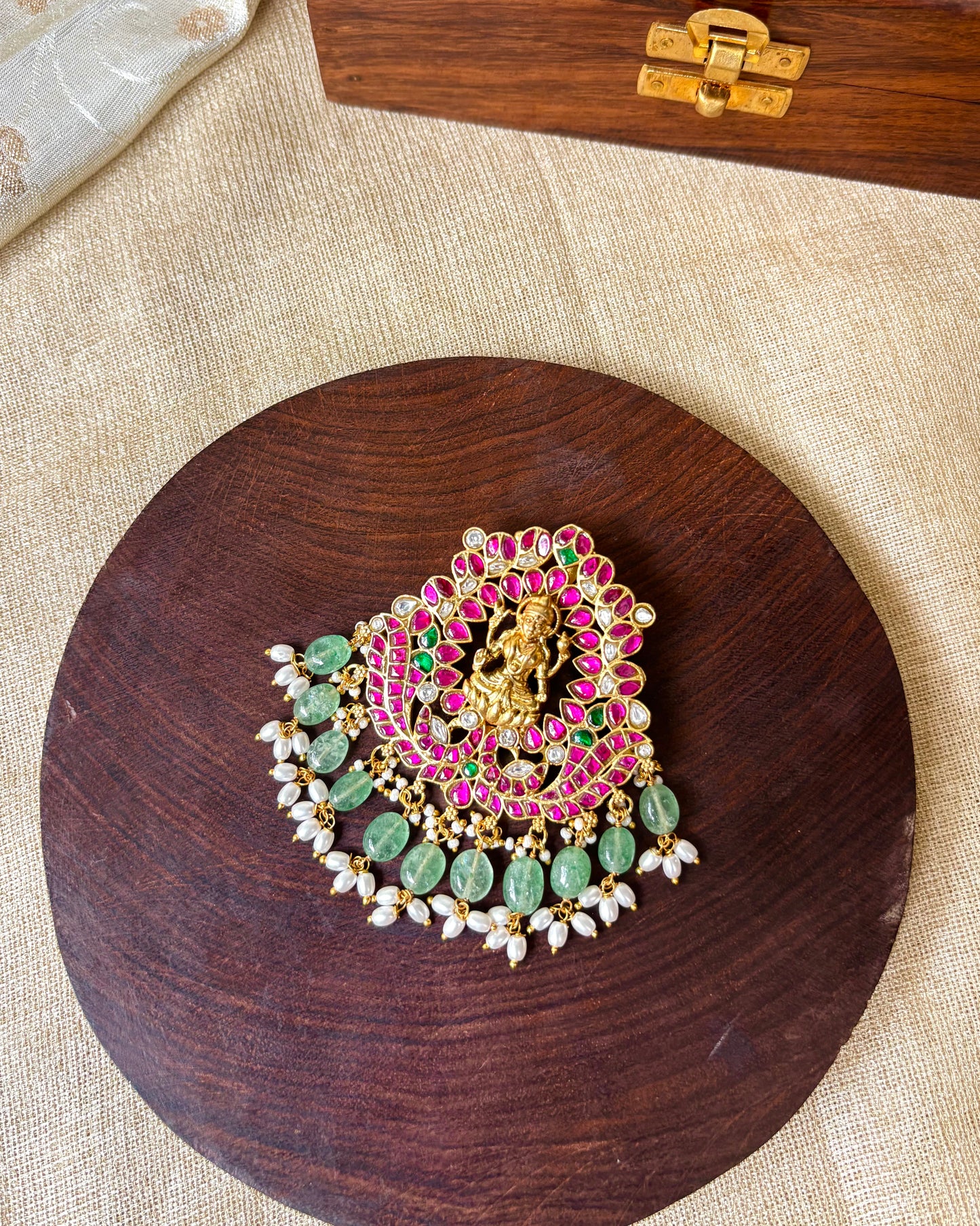 Antique Jadau Kundan Lakshmi Pendant | HA054