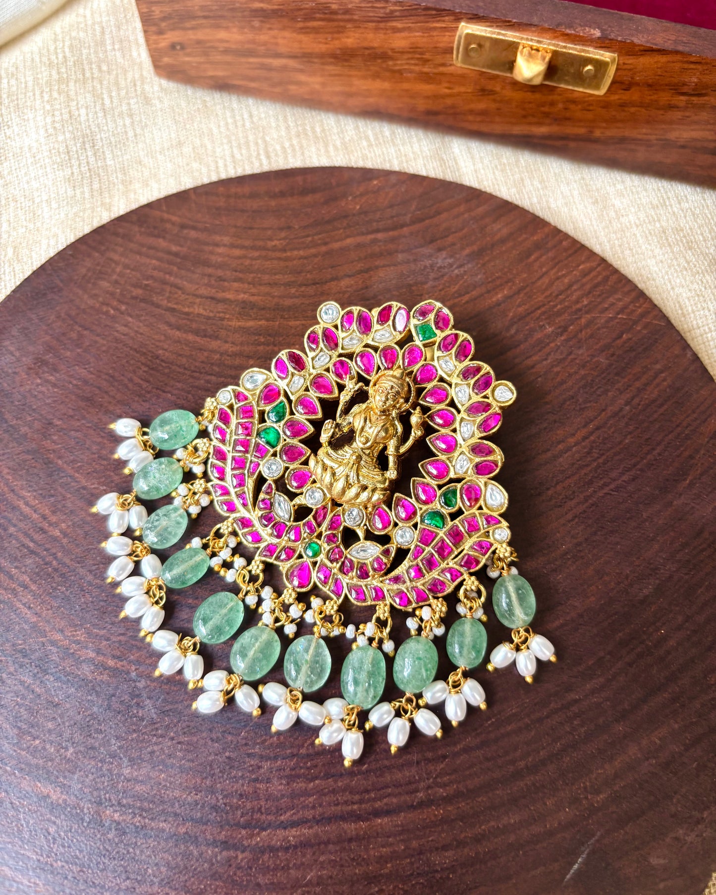 Antique Jadau Kundan Lakshmi Pendant | HA054