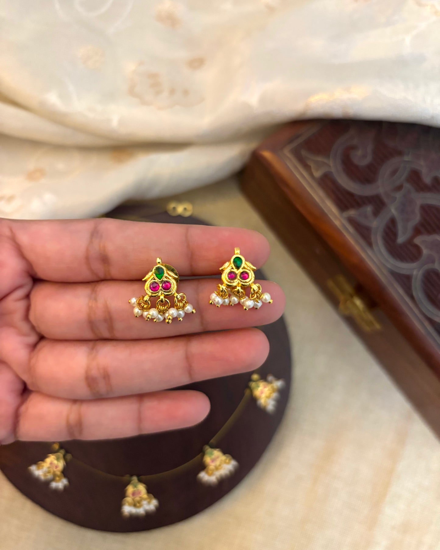 Jadau Kundan Invisible Chain Necklace with Earrings | NC130