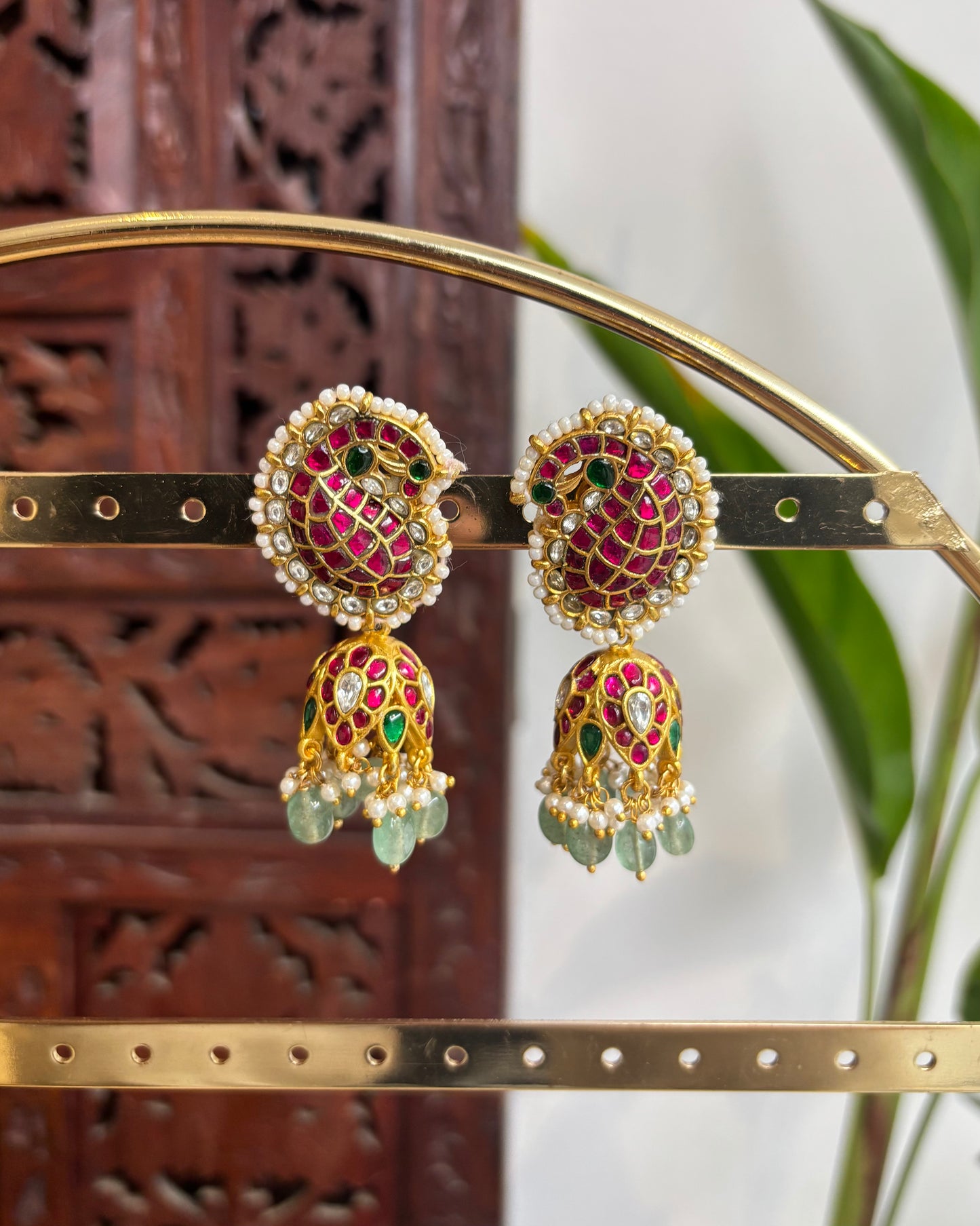 Jadau Kundan Mango Motif Jhumkas | ER175