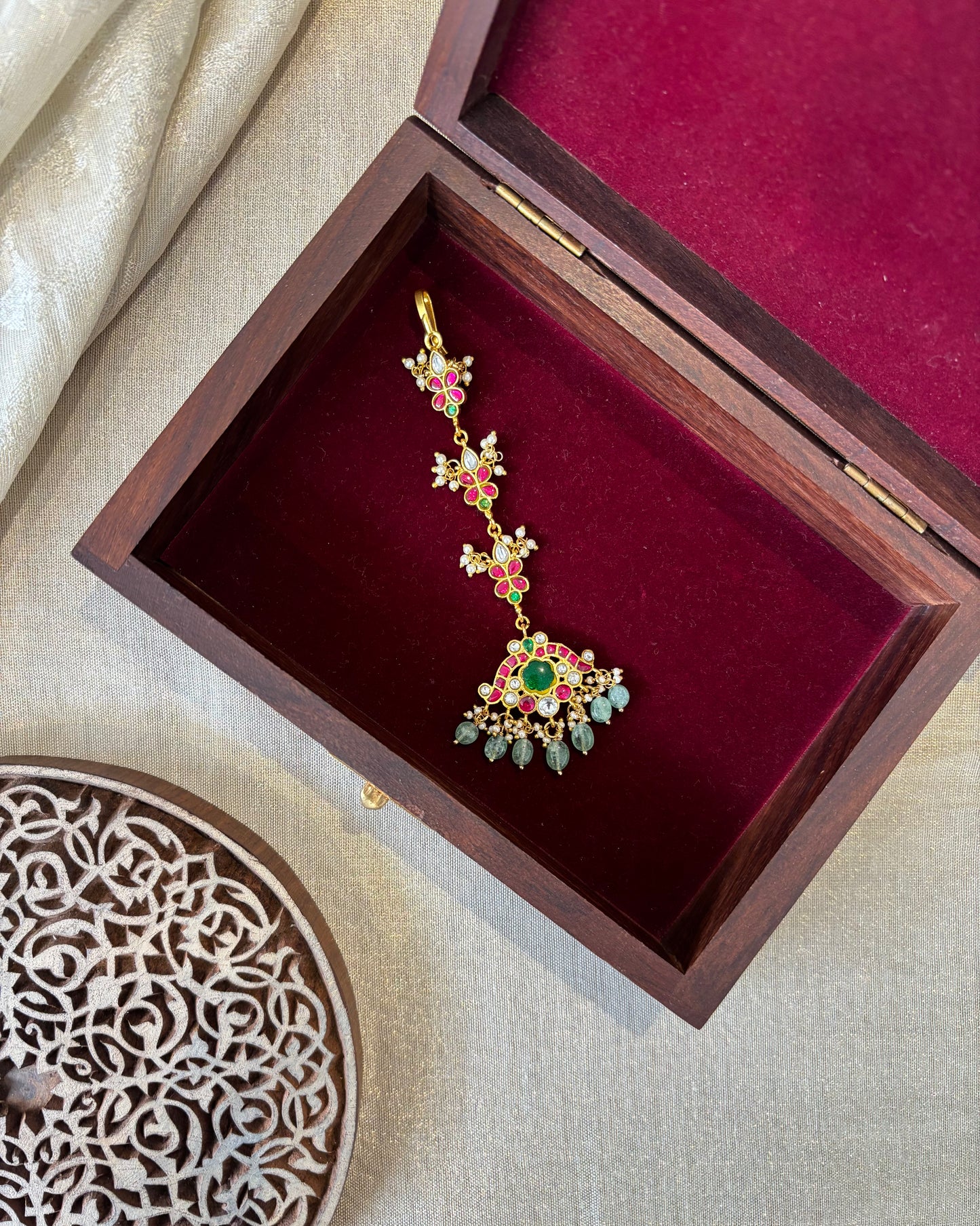 Floral Jadau Kundan Maang Tikka | MT183