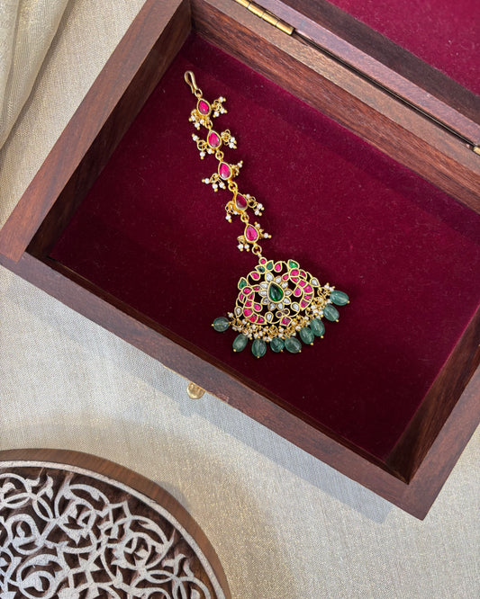 Peacock-Inspired Jadau Maang Tikka | MT184