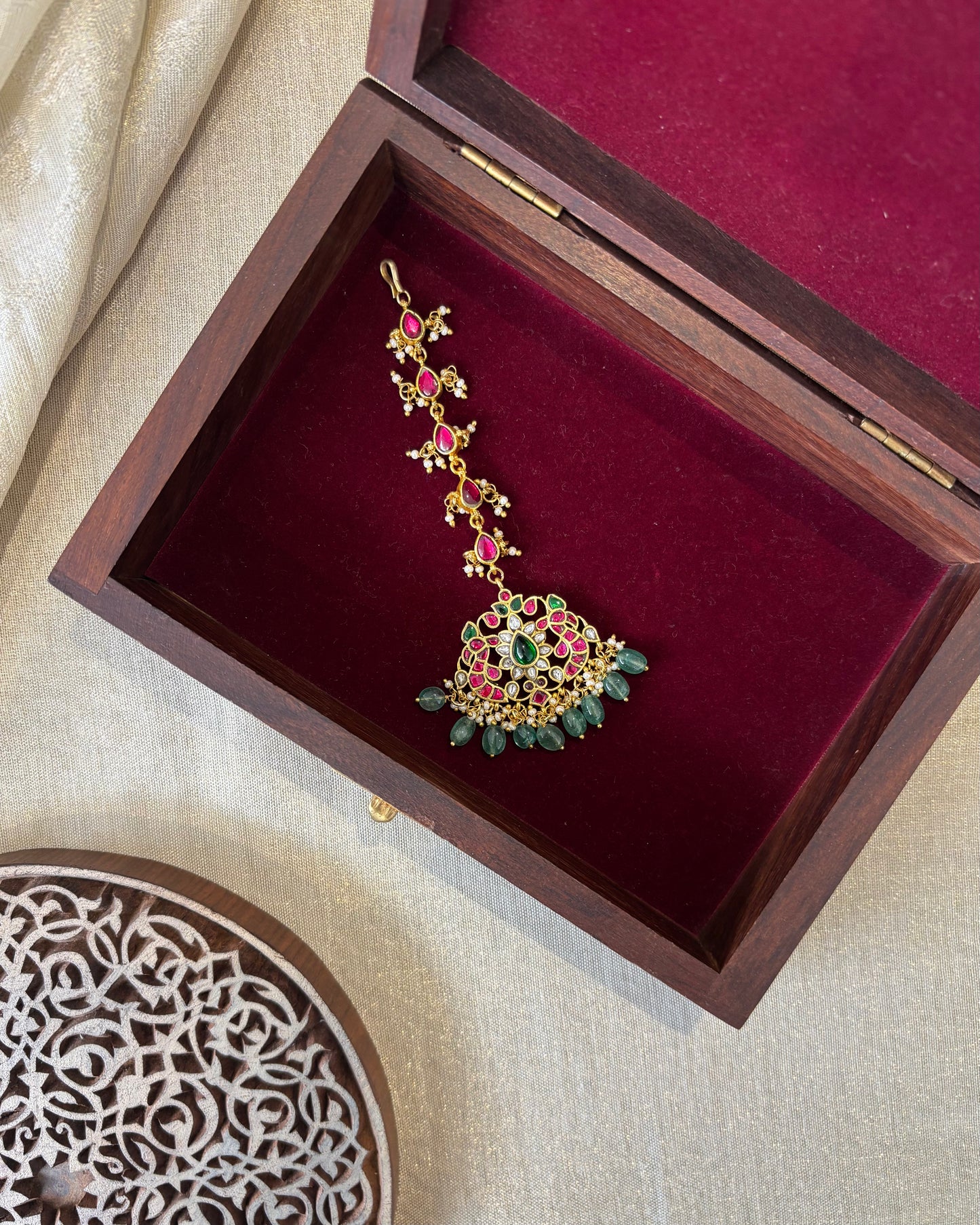 Peacock-Inspired Jadau Maang Tikka | MT184