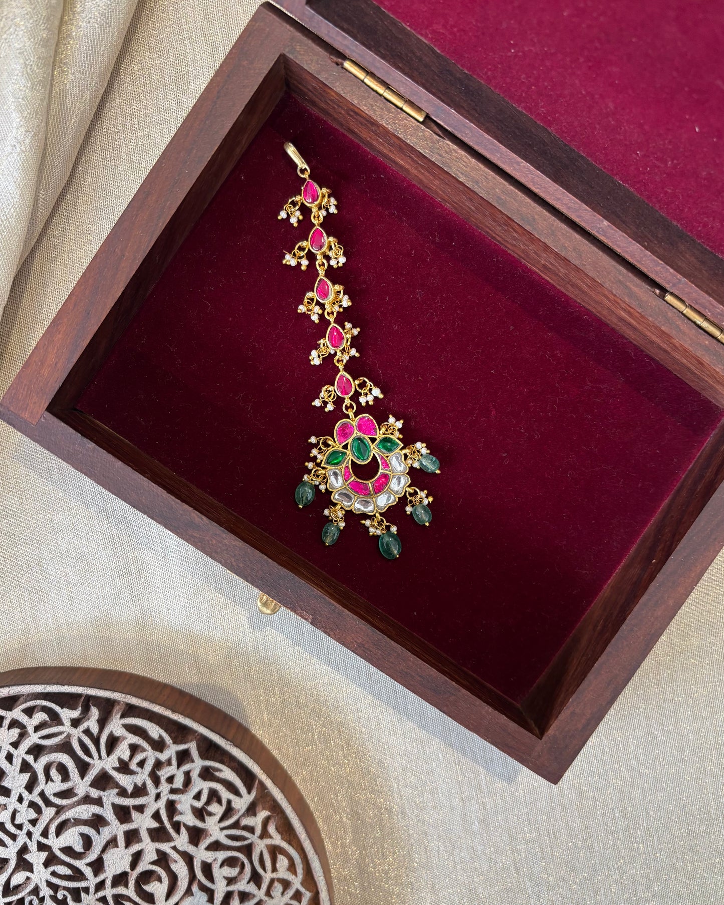 Floral Jadau Kundan Maang Tikka | MT185