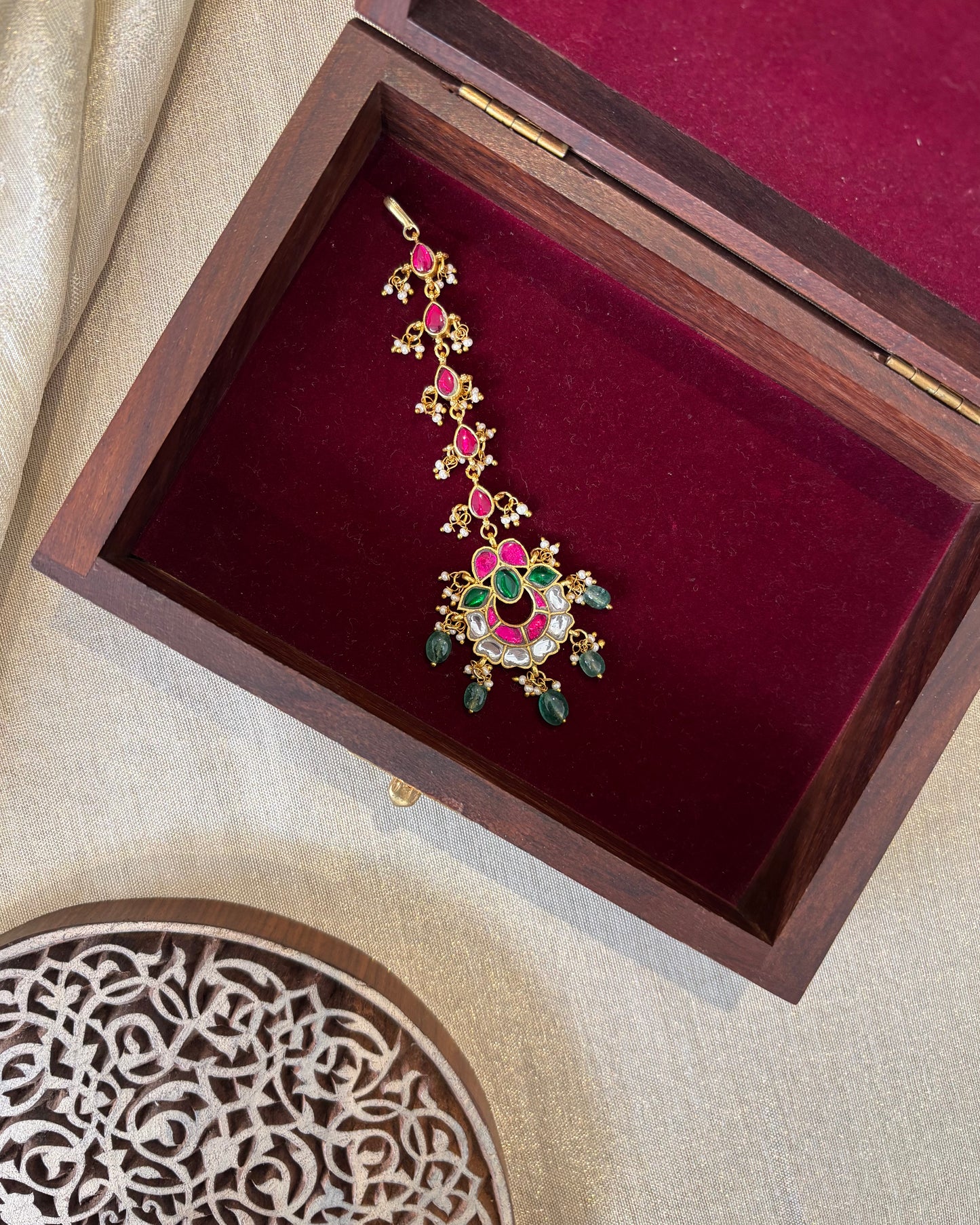 Floral Jadau Kundan Maang Tikka | MT185