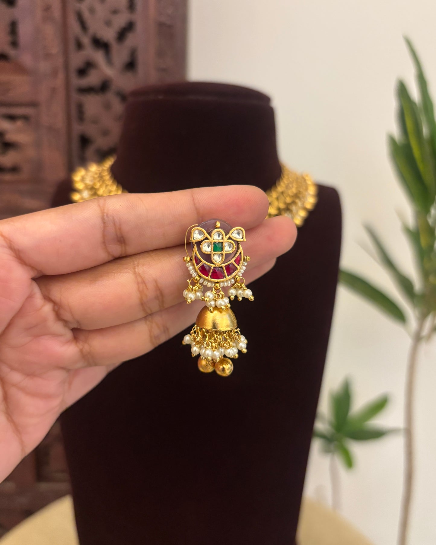 Jadau Kundan Statement Necklace with  Earrings | NC653