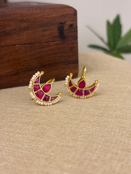 Chand Kundan Hair Pendant – Elegance for Your Braids | Ruby | Set Of Two | HA345
