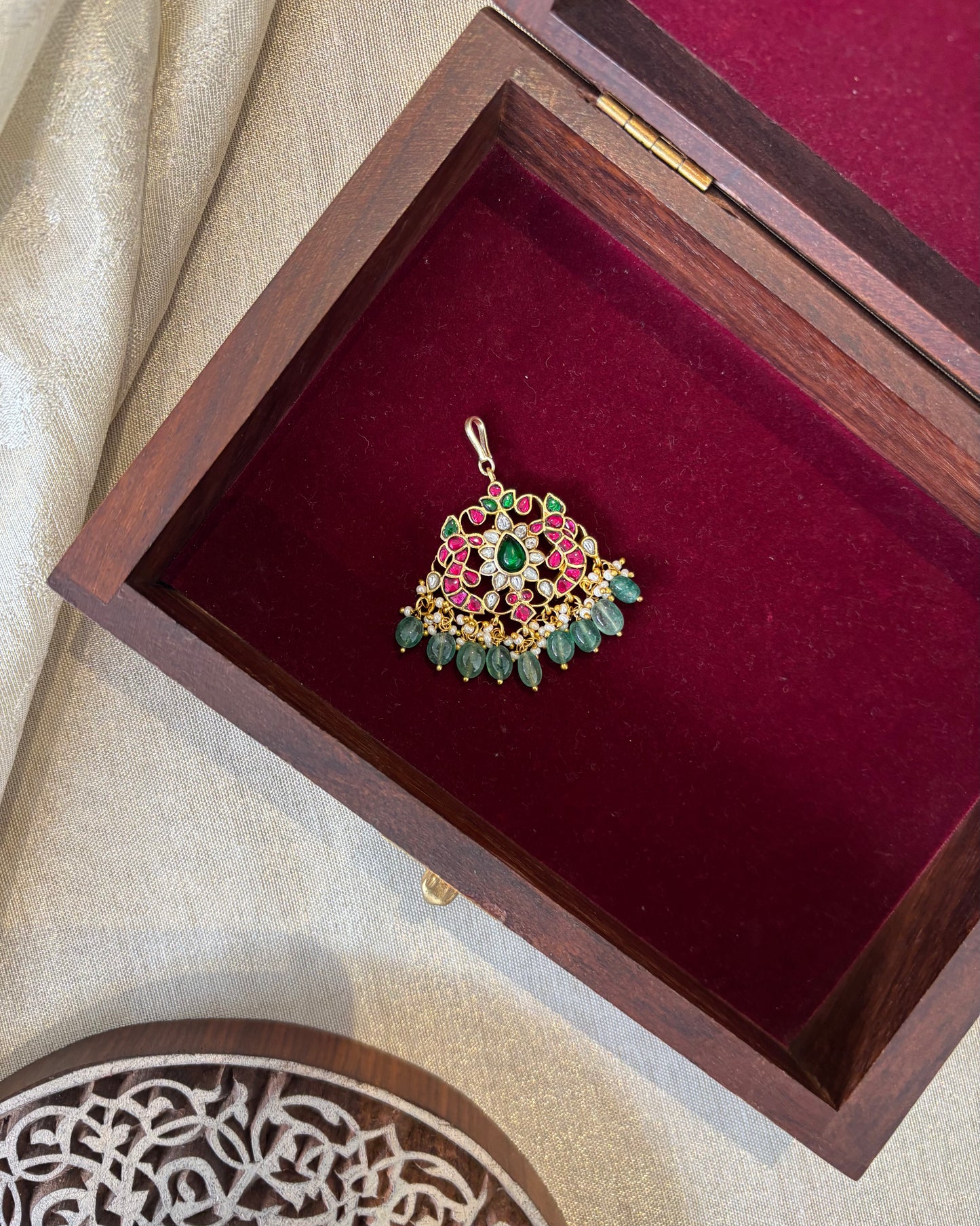 Peacock-Inspired Jadau Maang Tikka | MT187