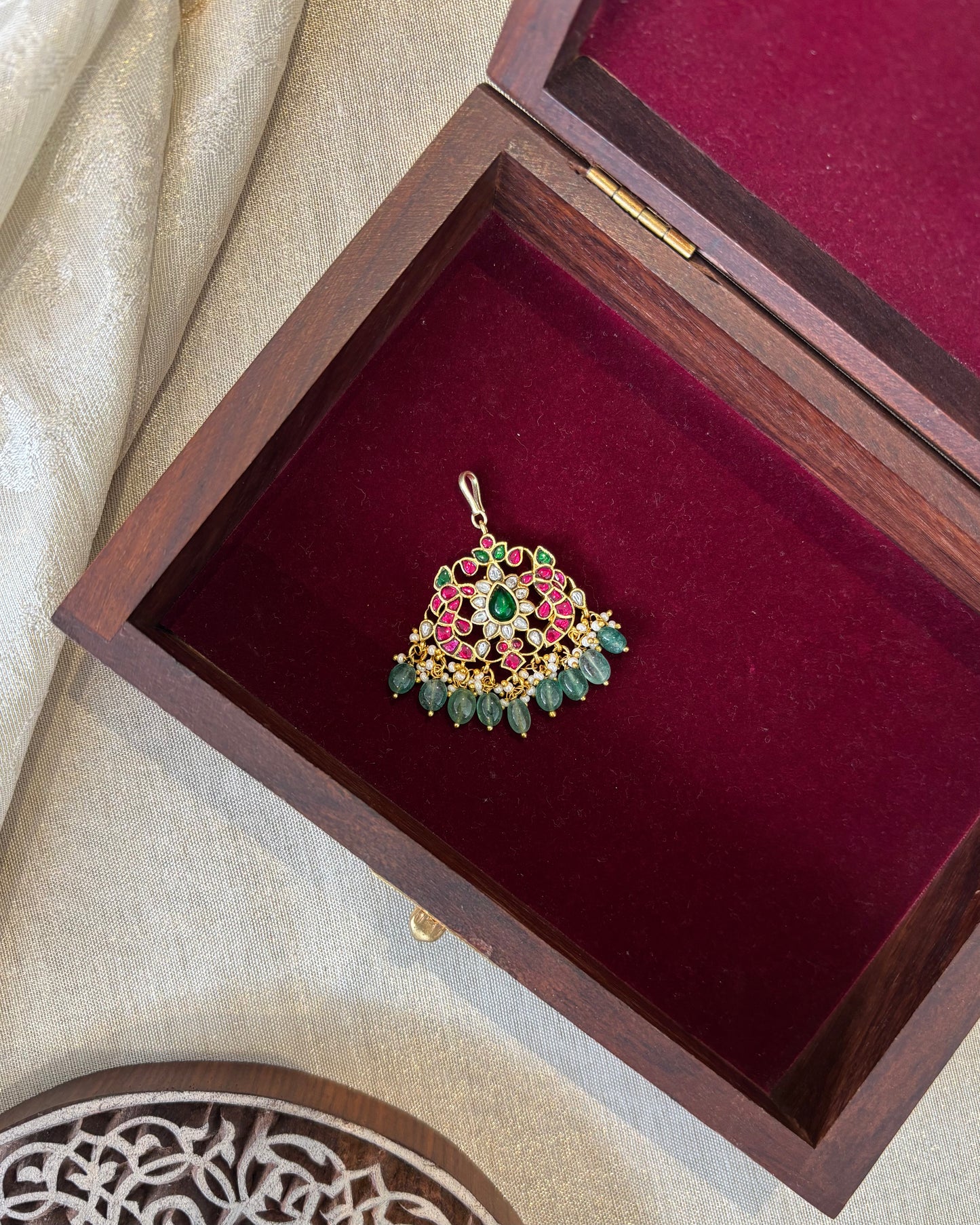 Peacock-Inspired Jadau Maang Tikka | MT187