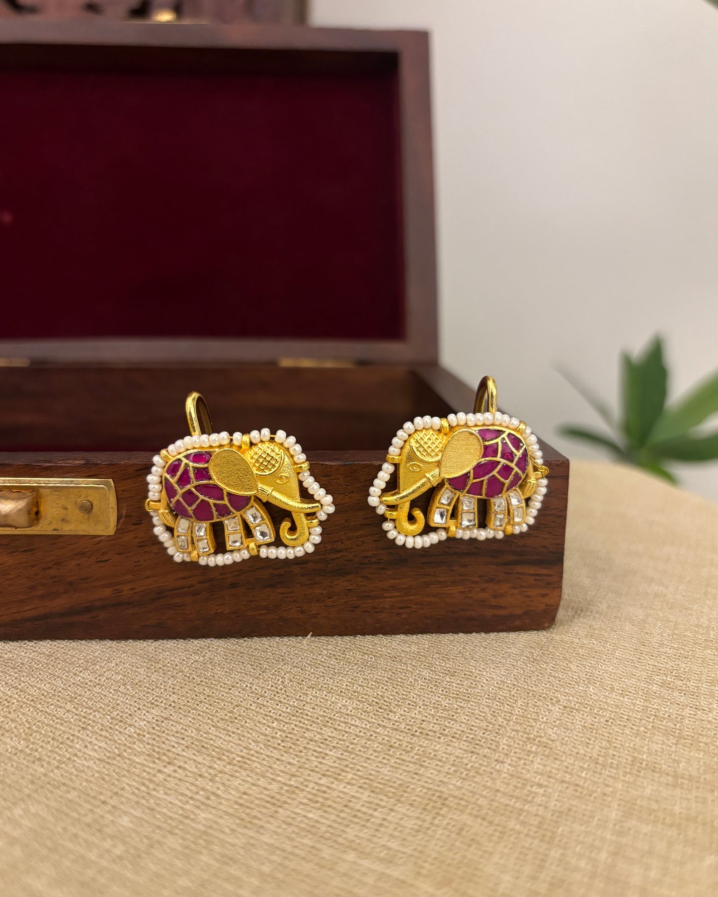 Elephant Jadau Kundan Hair Pins (Set of 2) – Elegance for Your Braids | HA346