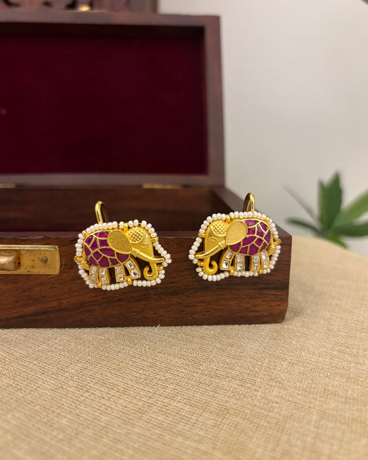 Elephant Jadau Kundan Hair Pins (Set of 2) – Elegance for Your Braids | HA346