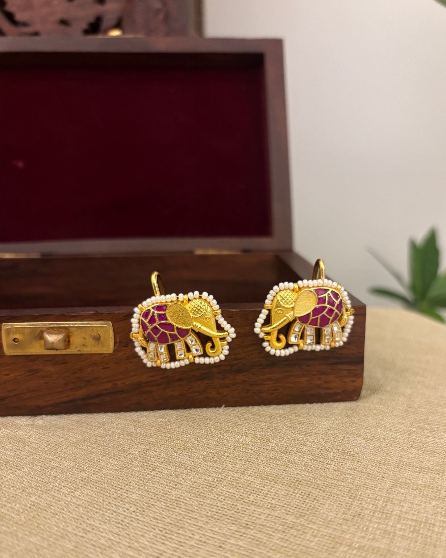 Elephant Jadau Kundan Hair Pins (Set of 2) – Elegance for Your Braids | HA346