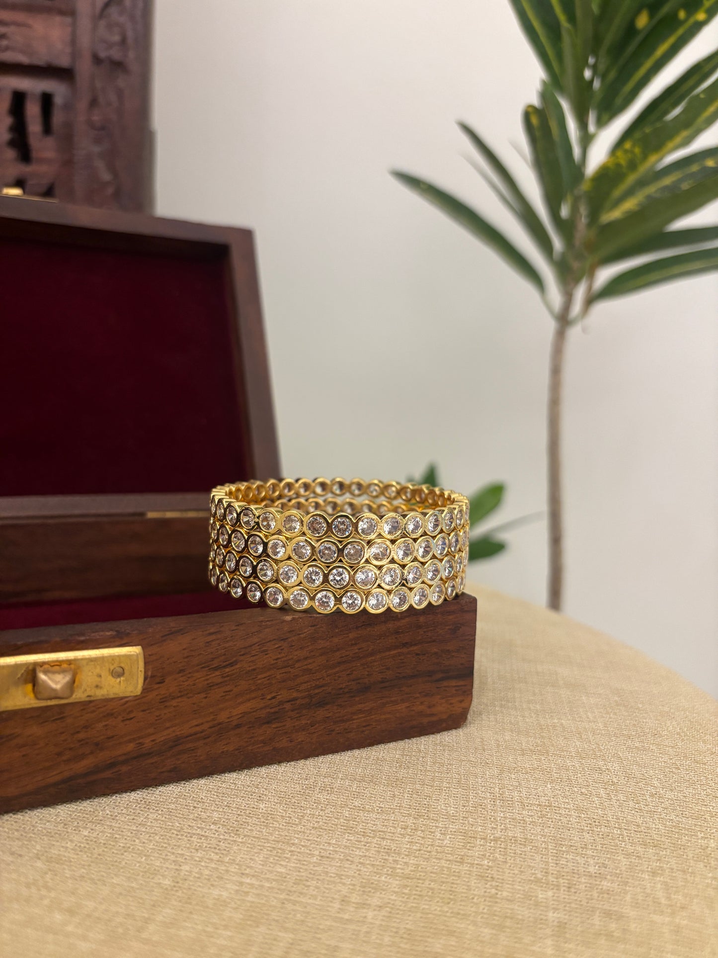 Jadau Kundan Gold Plated Bangles | White | BA100 | BA101 | BA102