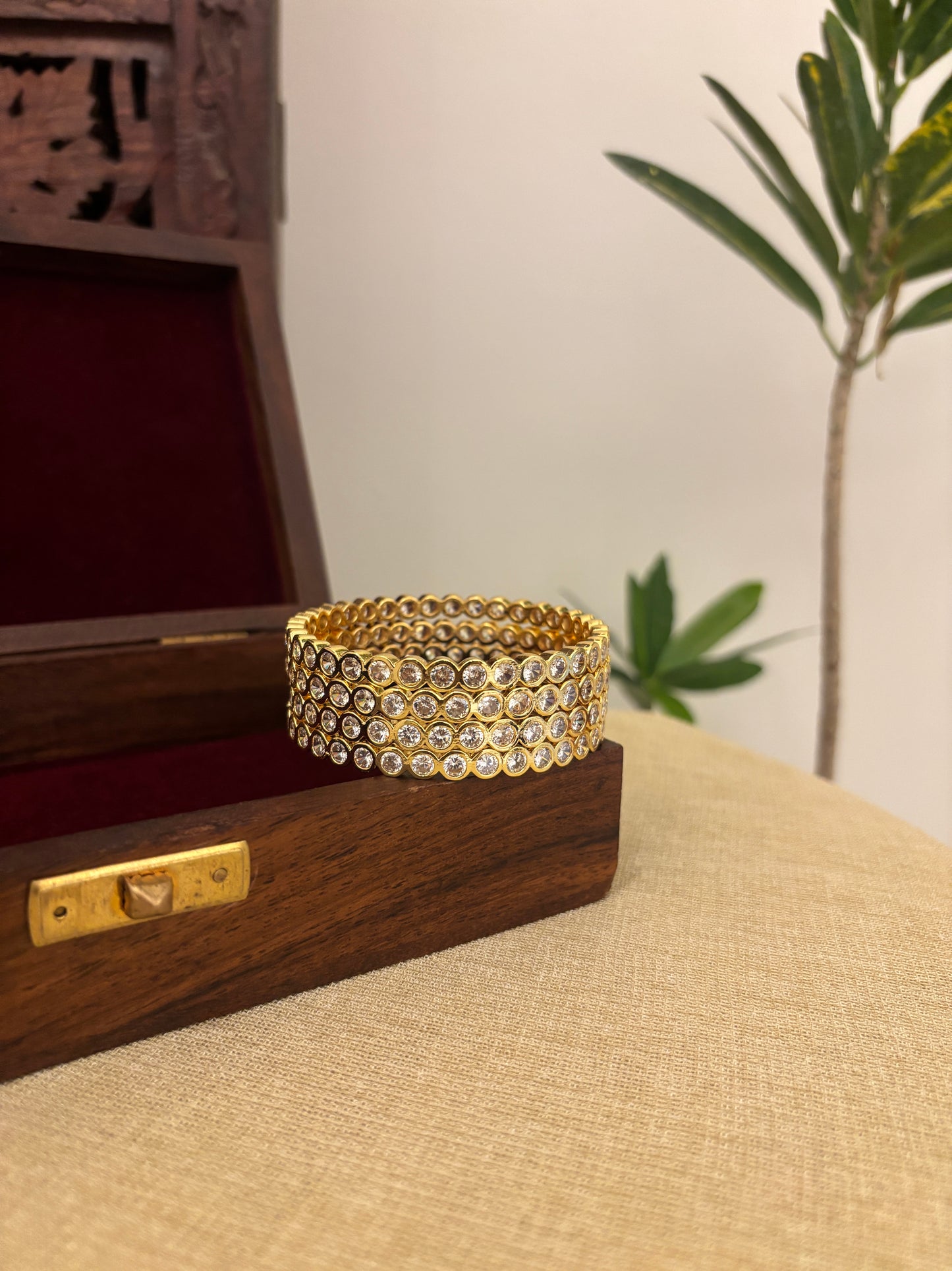 Jadau Kundan Gold Plated Bangles | White | BA100 | BA101 | BA102