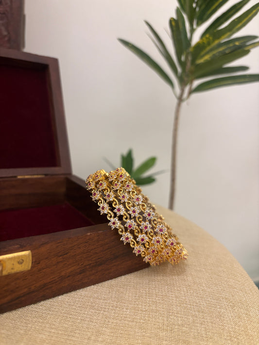 Ruby White Jadau Kundan Bangle | BA103 | BA104 | BA105