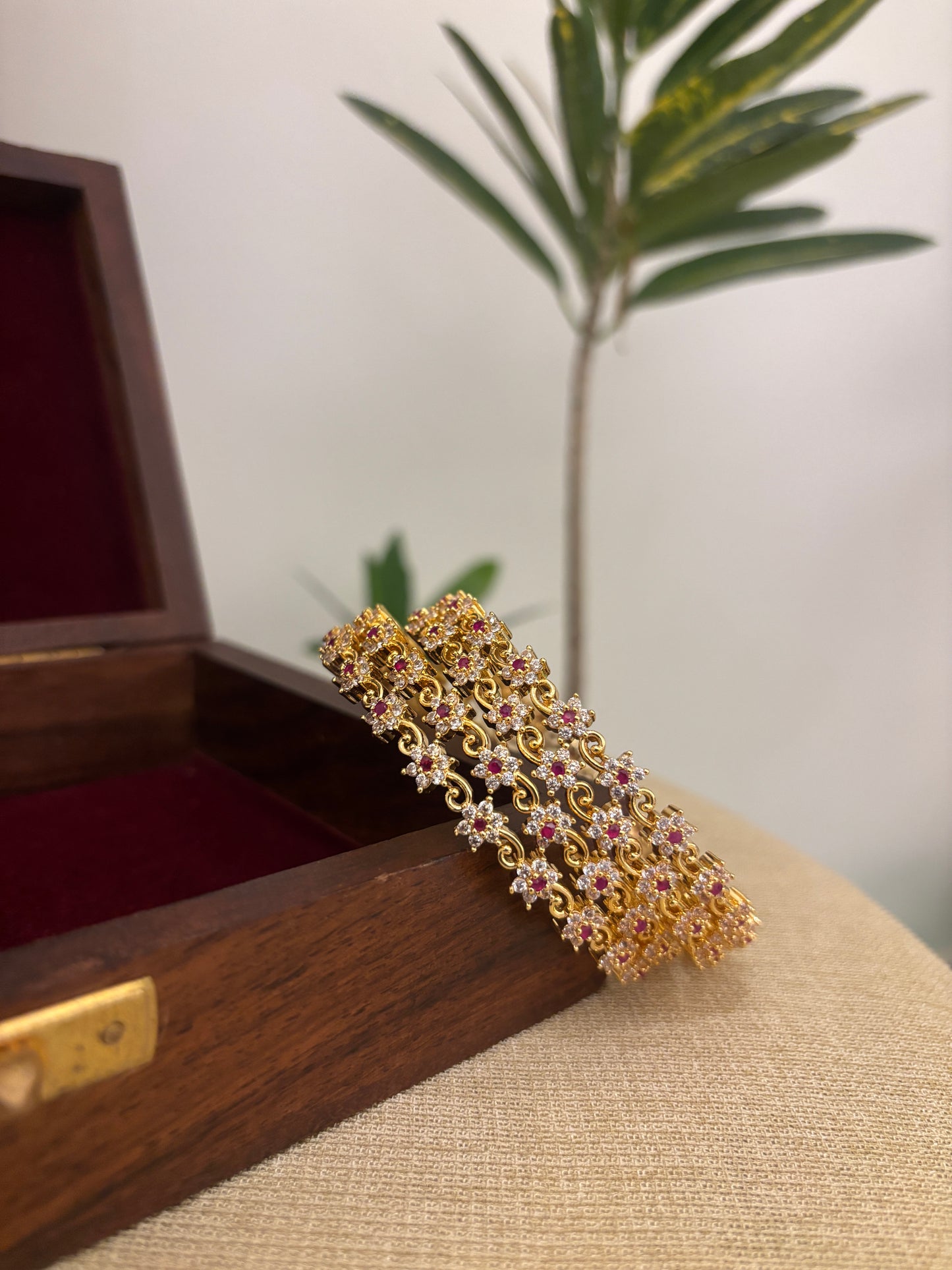 Ruby White Jadau Kundan Bangle | BA103 | BA104 | BA105