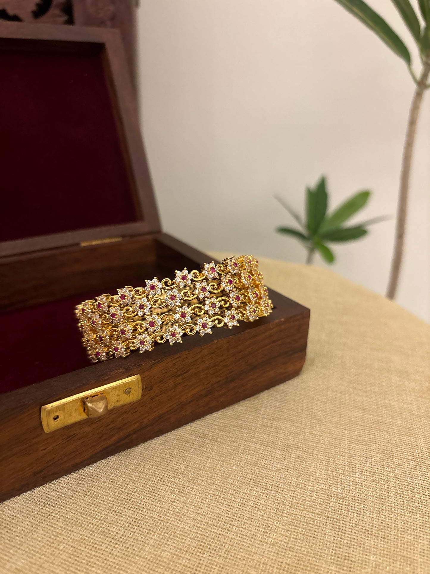 Ruby White Jadau Kundan Bangle | BA103 | BA104 | BA105