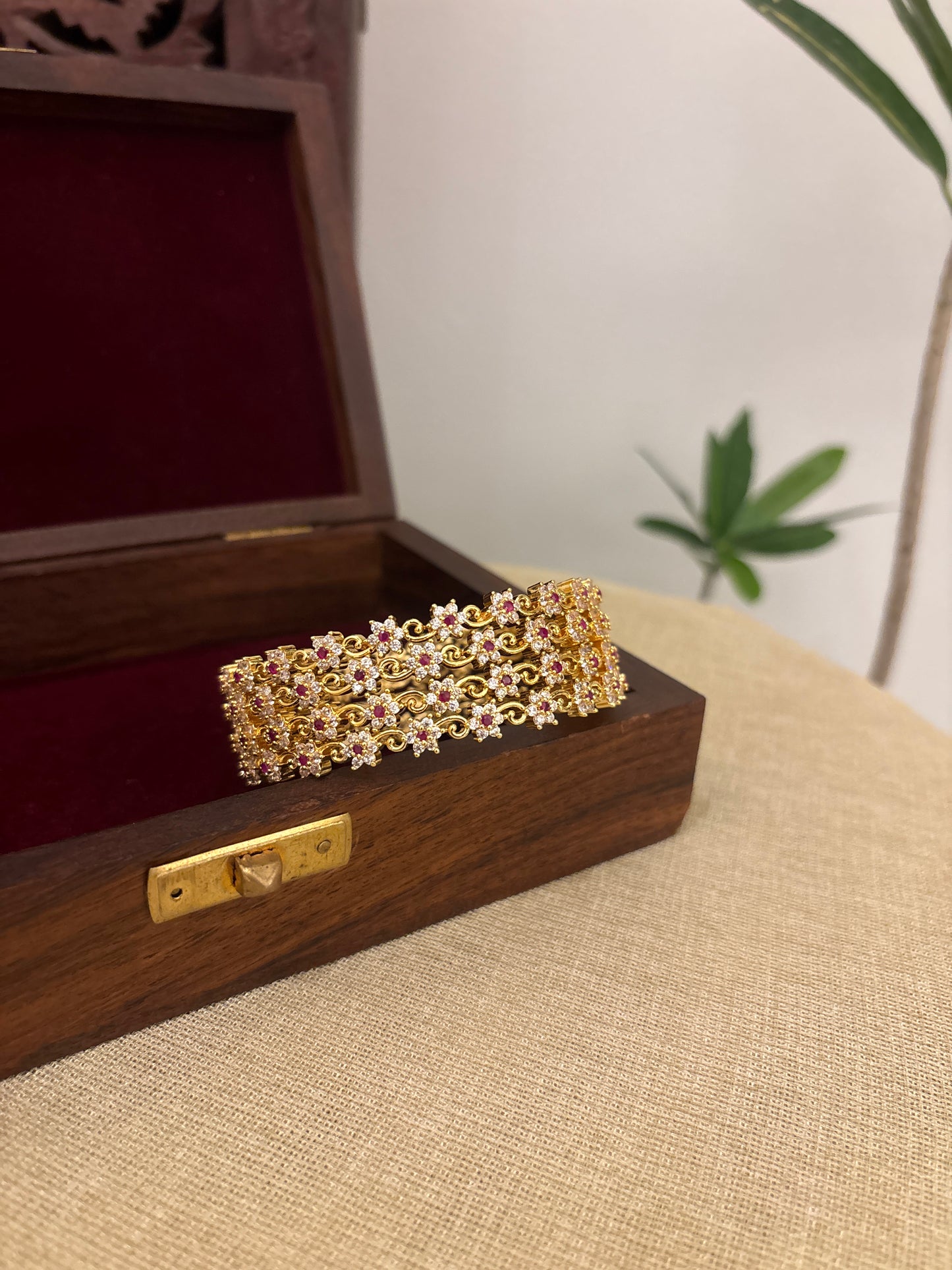 Ruby White Jadau Kundan Bangle | BA103 | BA104 | BA105