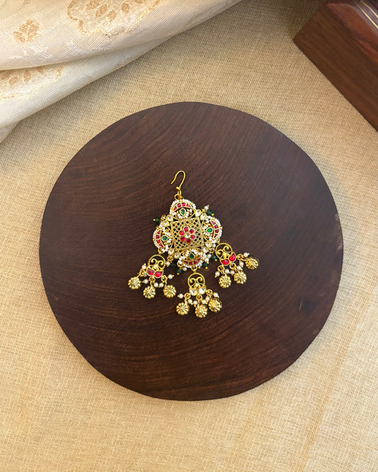 Multicolor Handcrafted Jadau Kundan Peacock Hair Pin | HA127
