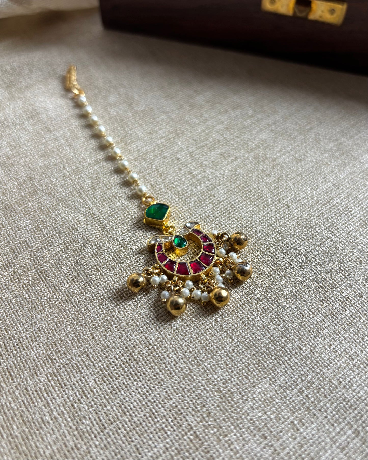 Jadau Kundan Maang Tikka with Pearl Chain | MT125
