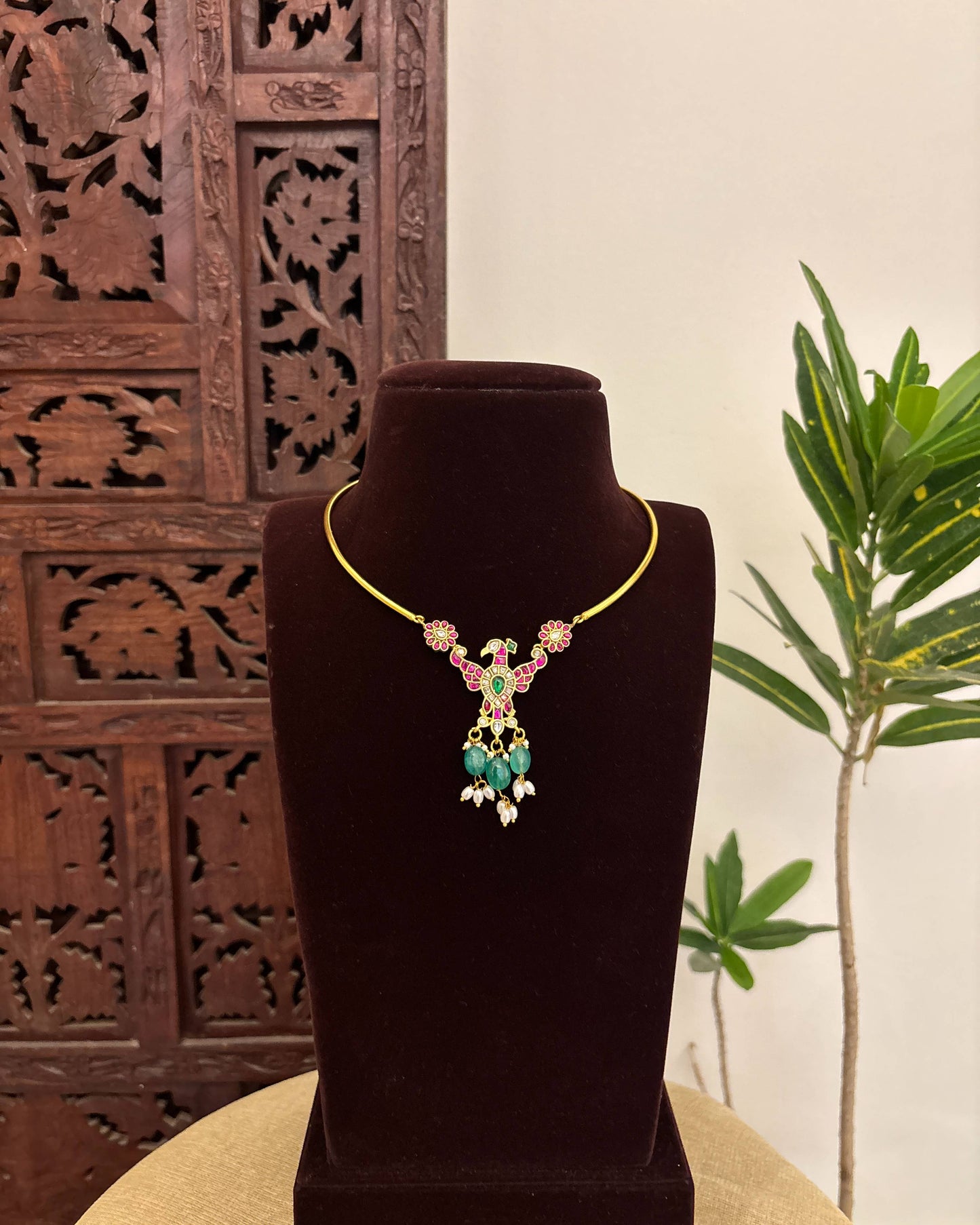 Jadau Kundan Minimal Chain Necklace | Multi Colour | NC661