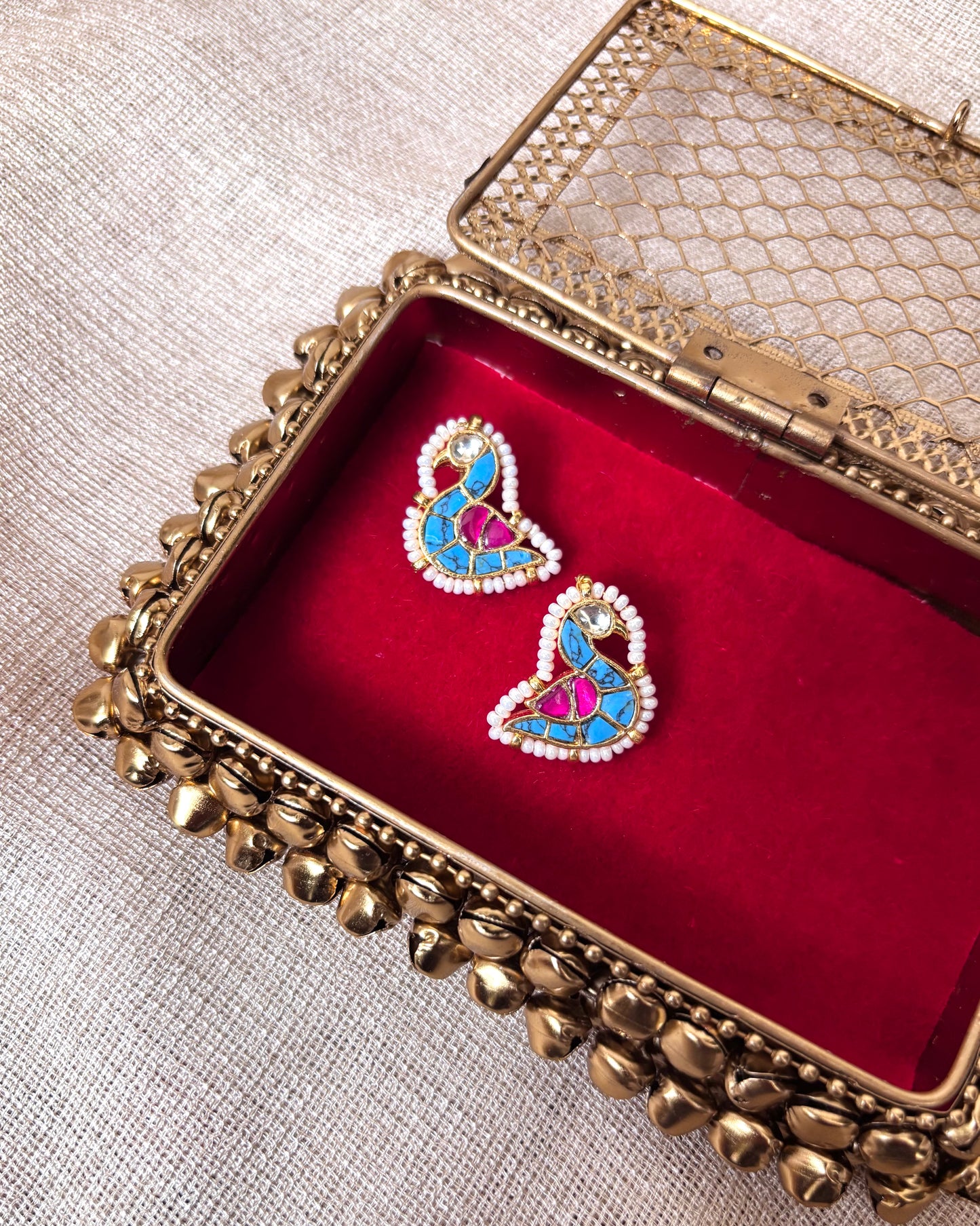 Handcrafted Peacock Bugadi – Jadau Kundan Ear Accessory in Gold Plating | ER026
