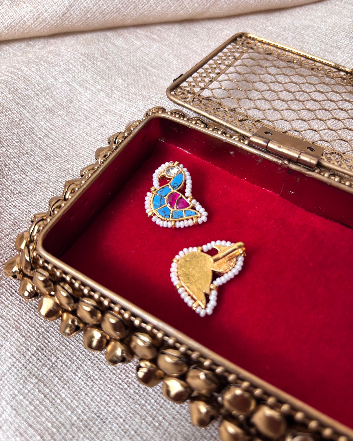 Handcrafted Peacock Bugadi – Jadau Kundan Ear Accessory in Gold Plating | ER026