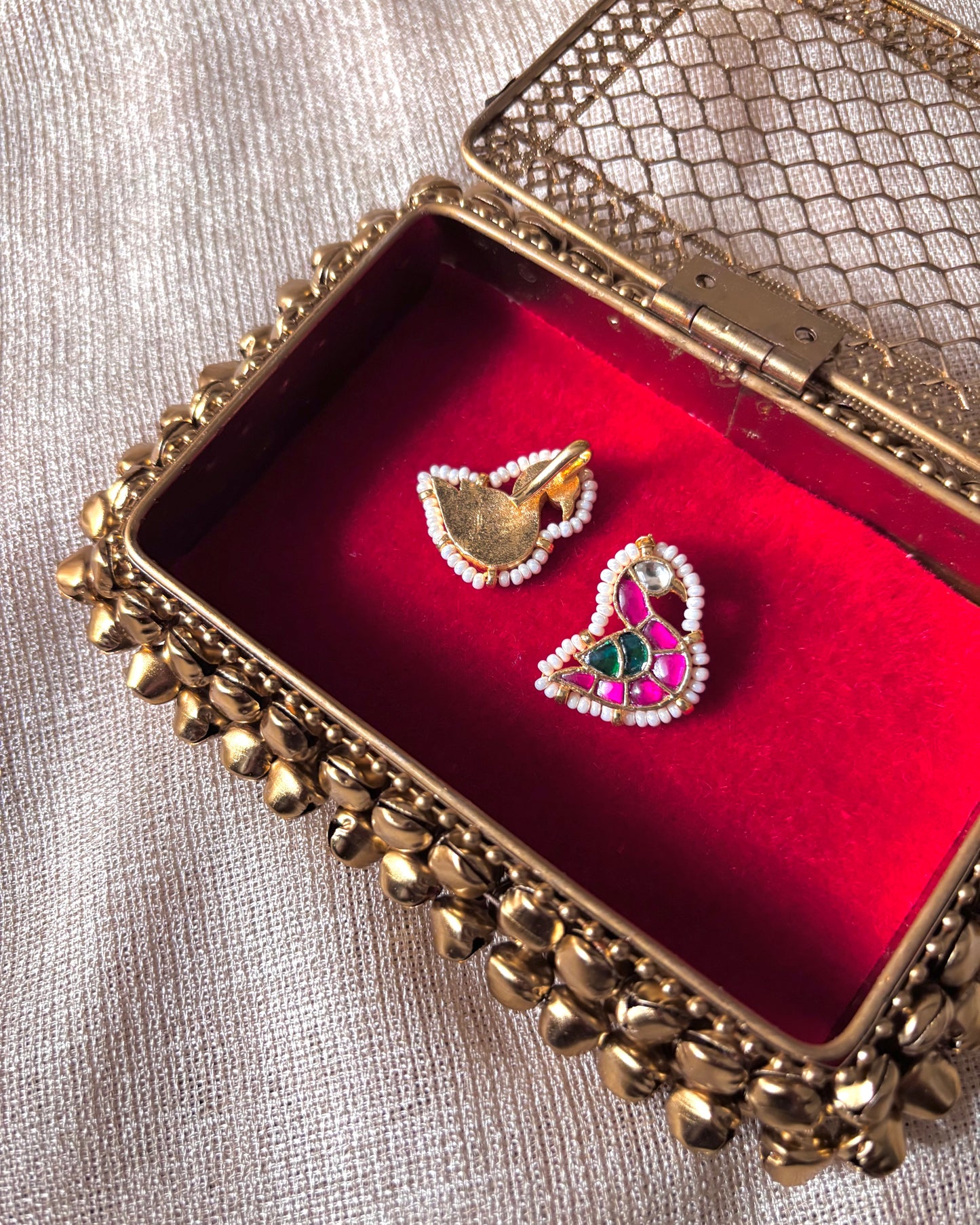 Handcrafted Peacock Bugadi – Jadau Kundan Ear Accessory in Gold Plating | ER027